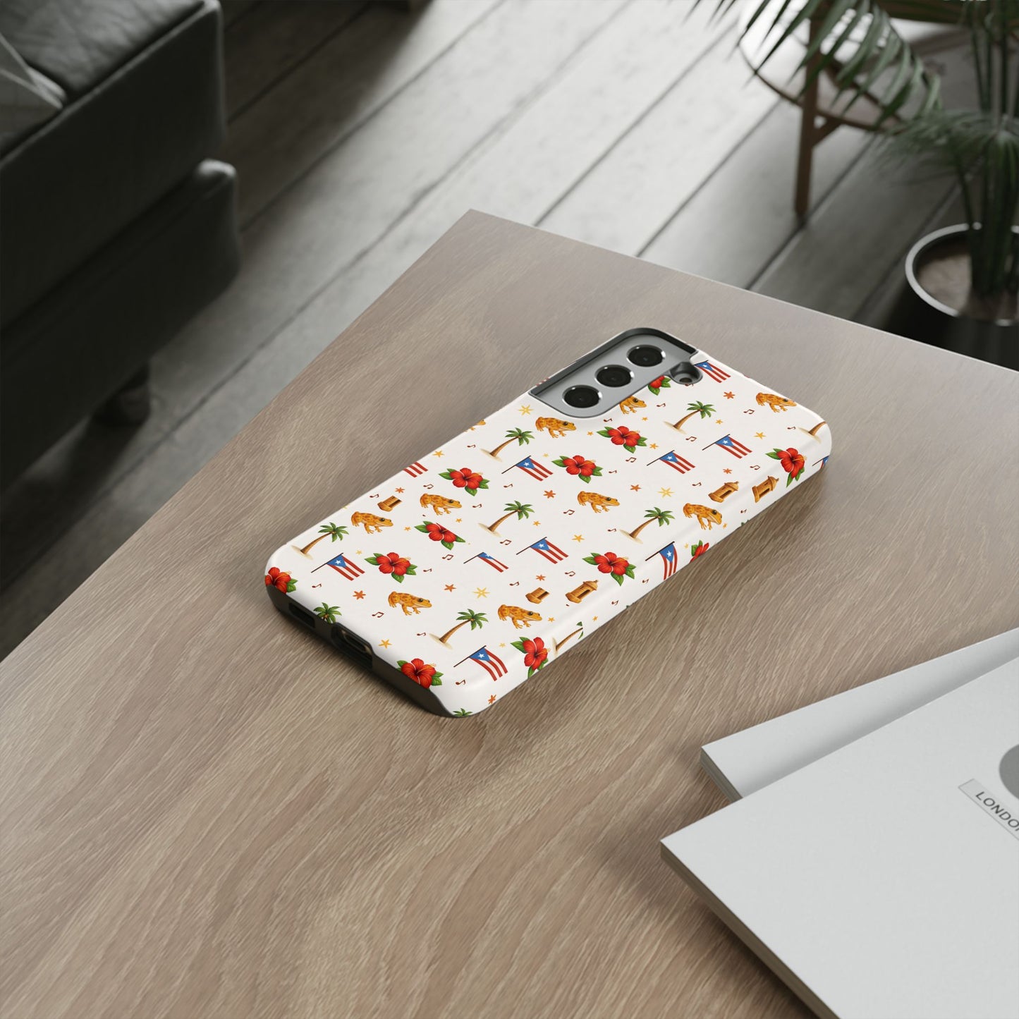 Puerto Rico Pattern Phone Case — Tropical Flag, Hibiscus & Coqui Tough Case