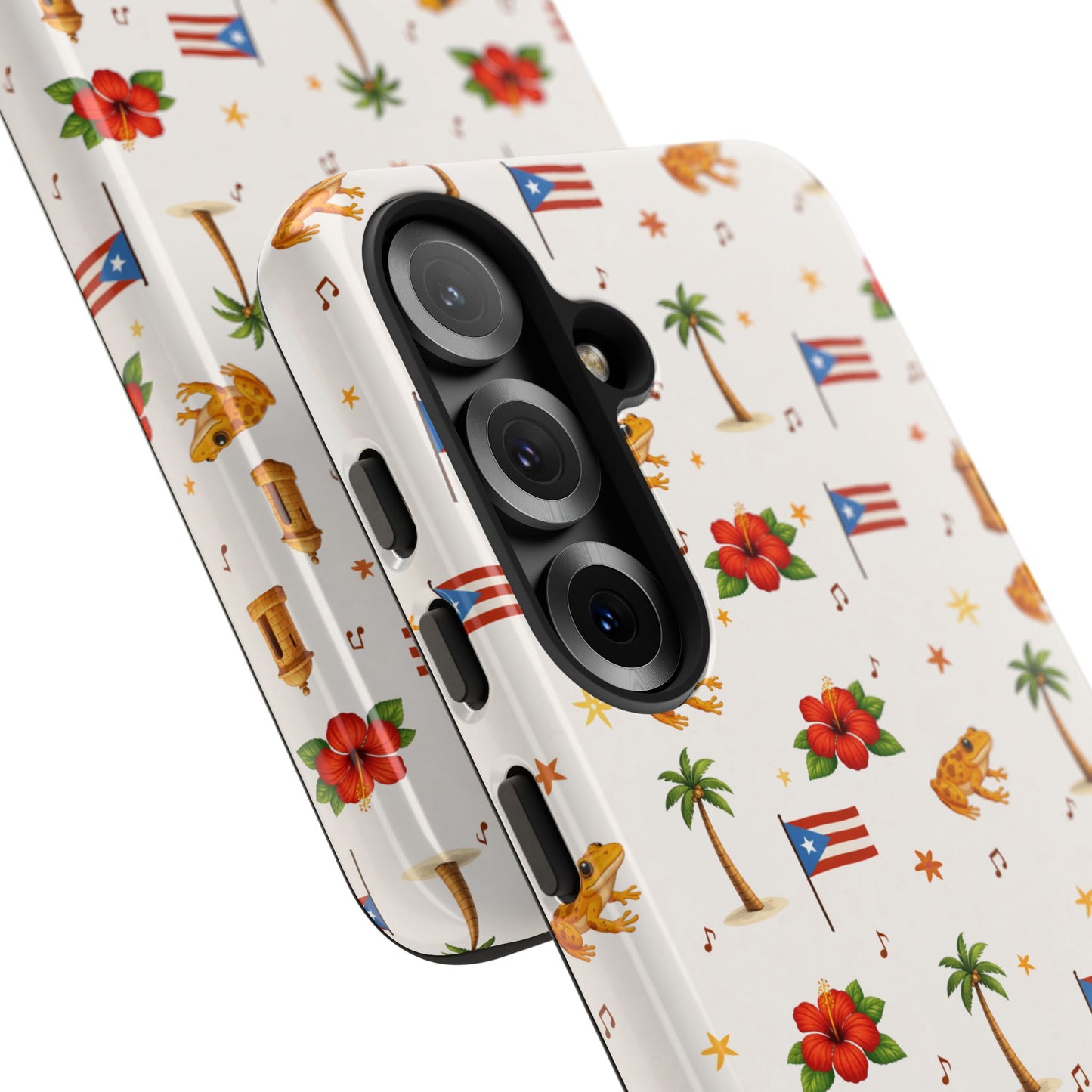 Puerto Rico Pattern Phone Case — Tropical Flag, Hibiscus & Coqui Tough Case