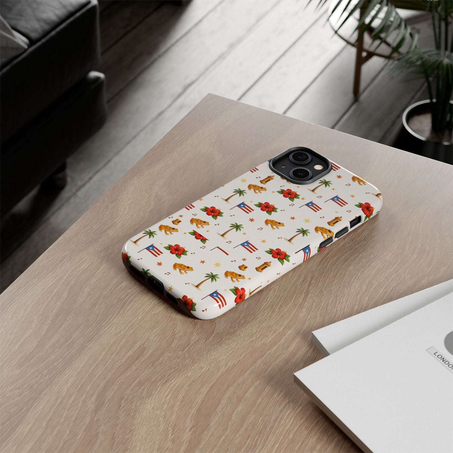 Puerto Rico Pattern Phone Case — Tropical Flag, Hibiscus & Coqui Tough Case