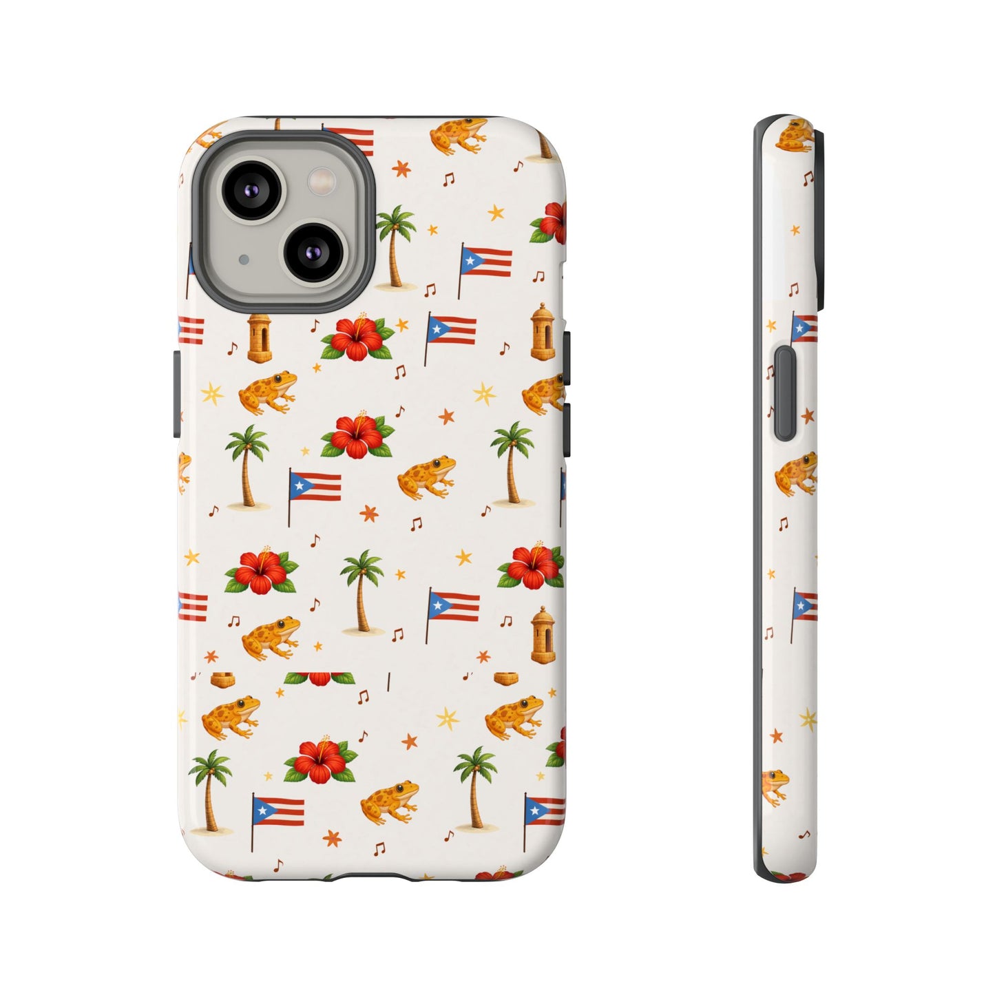 Puerto Rico Pattern Phone Case — Tropical Flag, Hibiscus & Coqui Tough Case