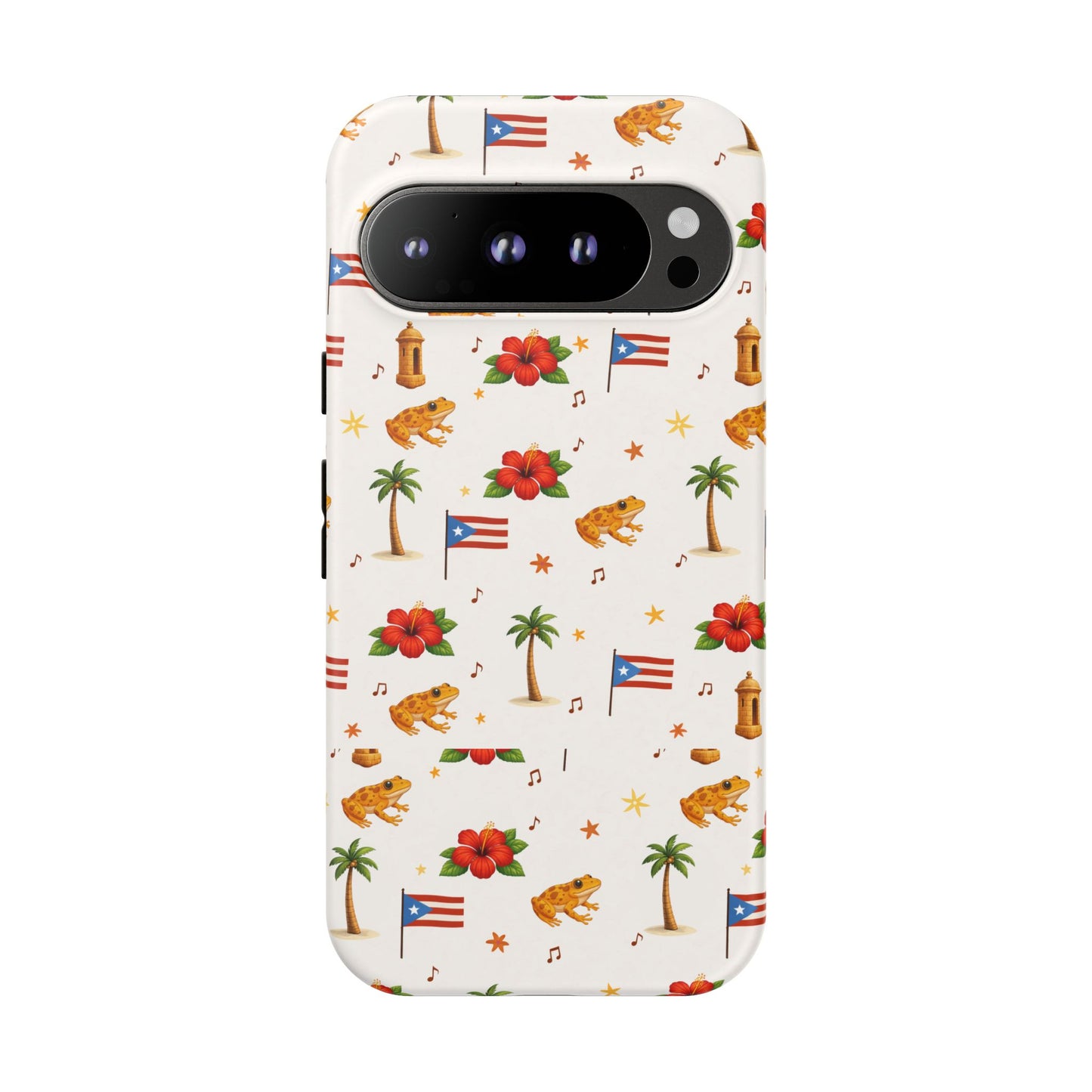 Puerto Rico Pattern Phone Case — Tropical Flag, Hibiscus & Coqui Tough Case