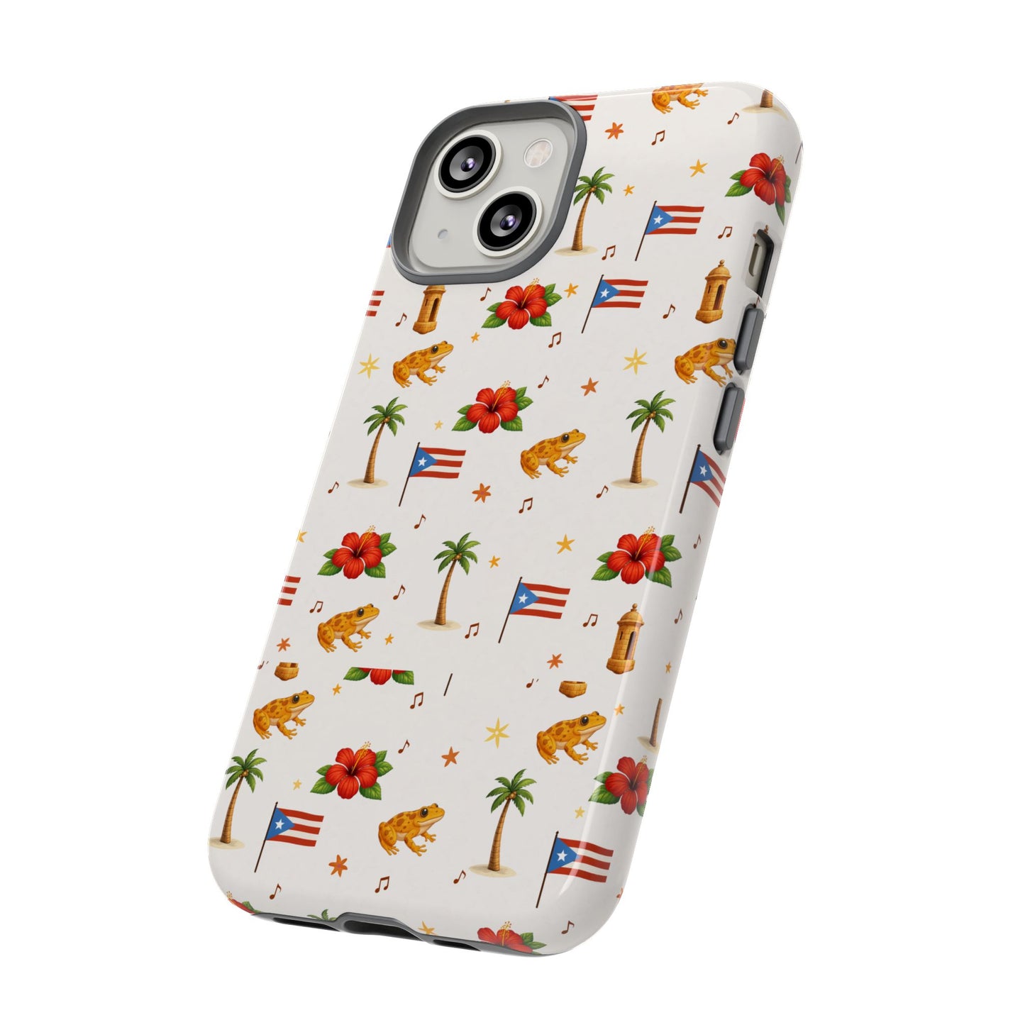 Puerto Rico Pattern Phone Case — Tropical Flag, Hibiscus & Coqui Tough Case