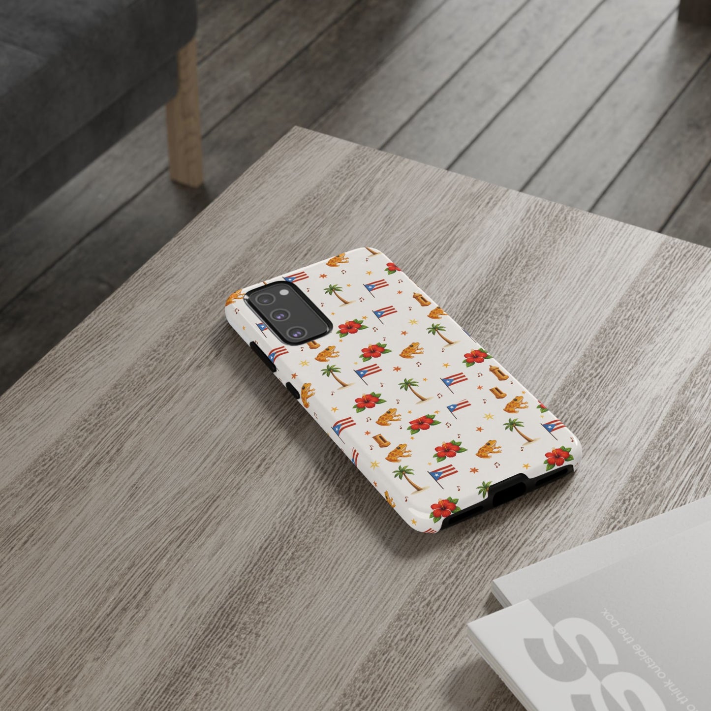 Puerto Rico Pattern Phone Case — Tropical Flag, Hibiscus & Coqui Tough Case