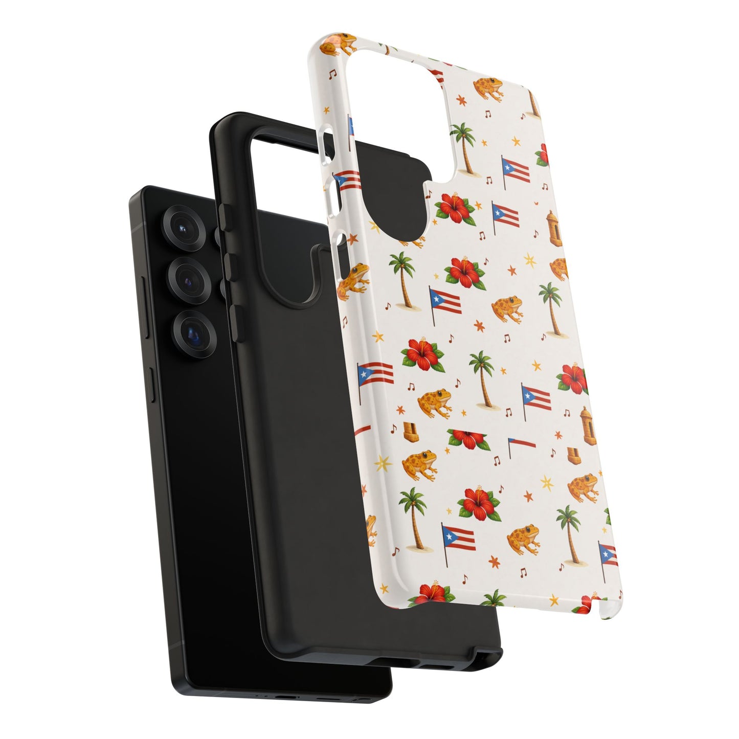 Puerto Rico Pattern Phone Case — Tropical Flag, Hibiscus & Coqui Tough Case