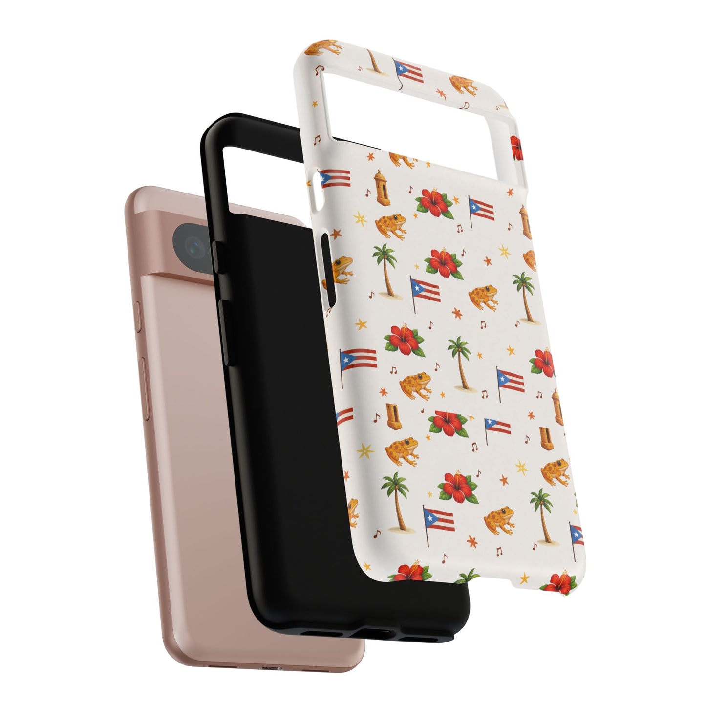 Puerto Rico Pattern Phone Case — Tropical Flag, Hibiscus & Coqui Tough Case