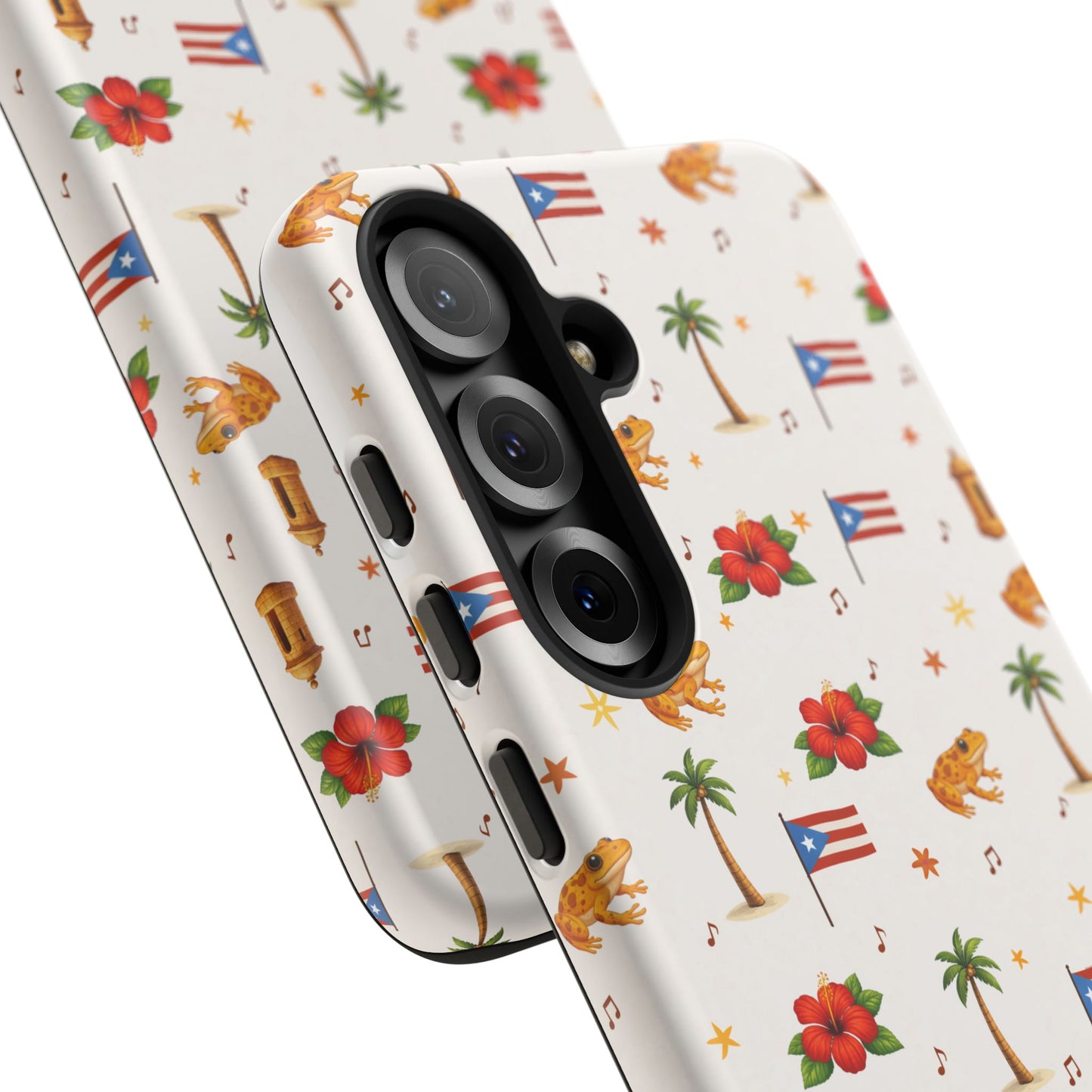 Puerto Rico Pattern Phone Case — Tropical Flag, Hibiscus & Coqui Tough Case