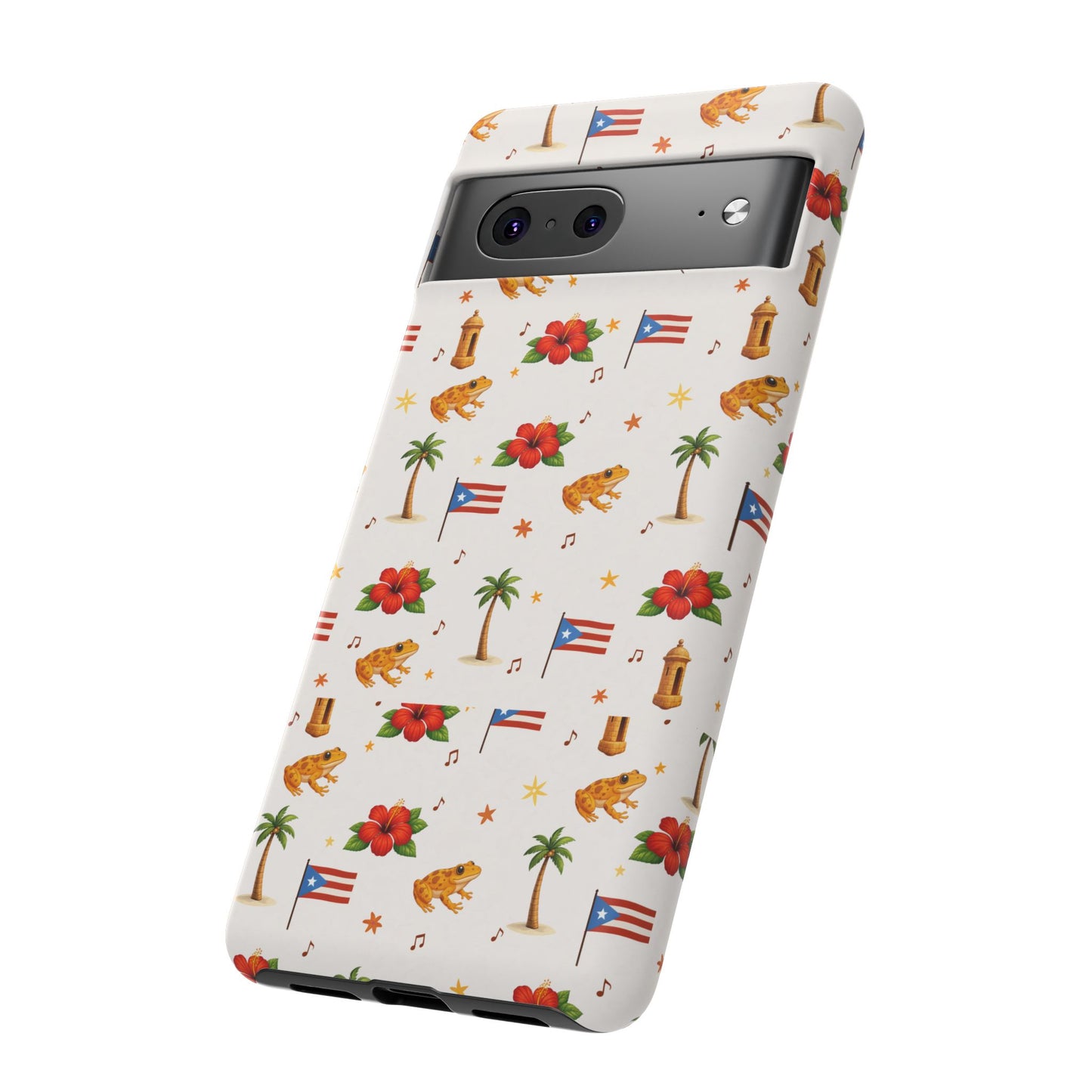 Puerto Rico Pattern Phone Case — Tropical Flag, Hibiscus & Coqui Tough Case