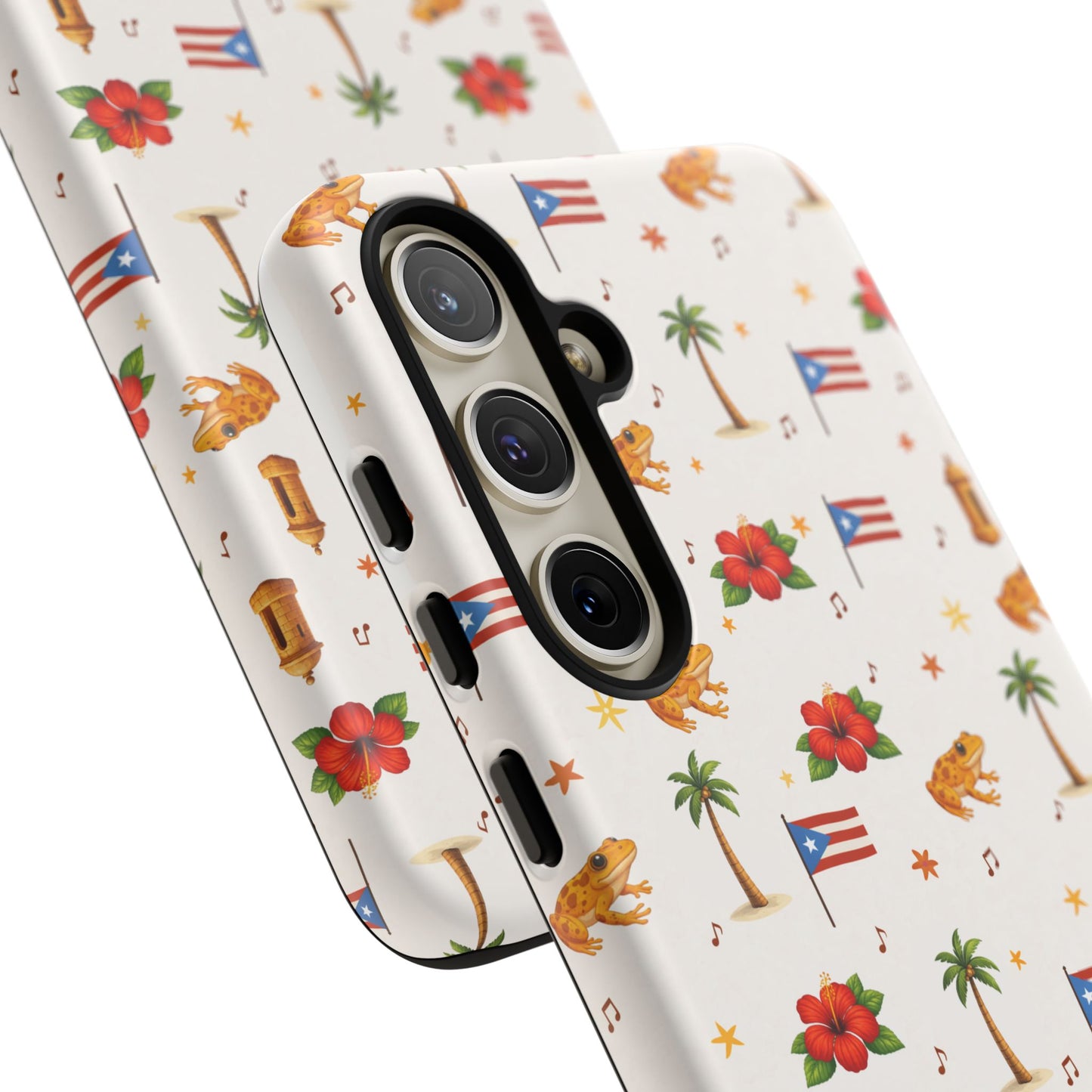 Puerto Rico Pattern Phone Case — Tropical Flag, Hibiscus & Coqui Tough Case
