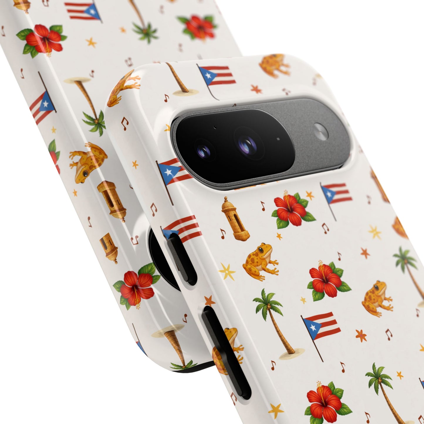 Puerto Rico Pattern Phone Case — Tropical Flag, Hibiscus & Coqui Tough Case