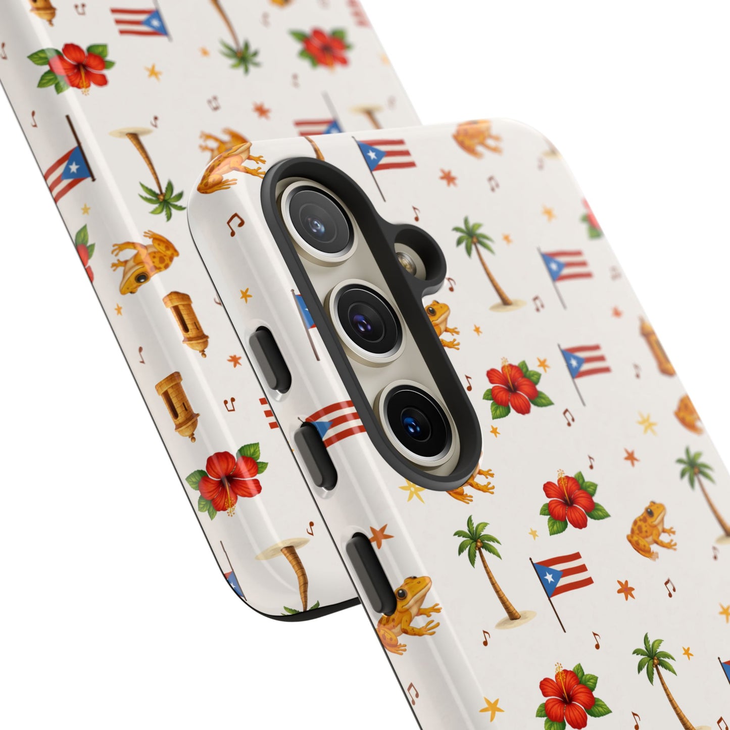 Puerto Rico Pattern Phone Case — Tropical Flag, Hibiscus & Coqui Tough Case