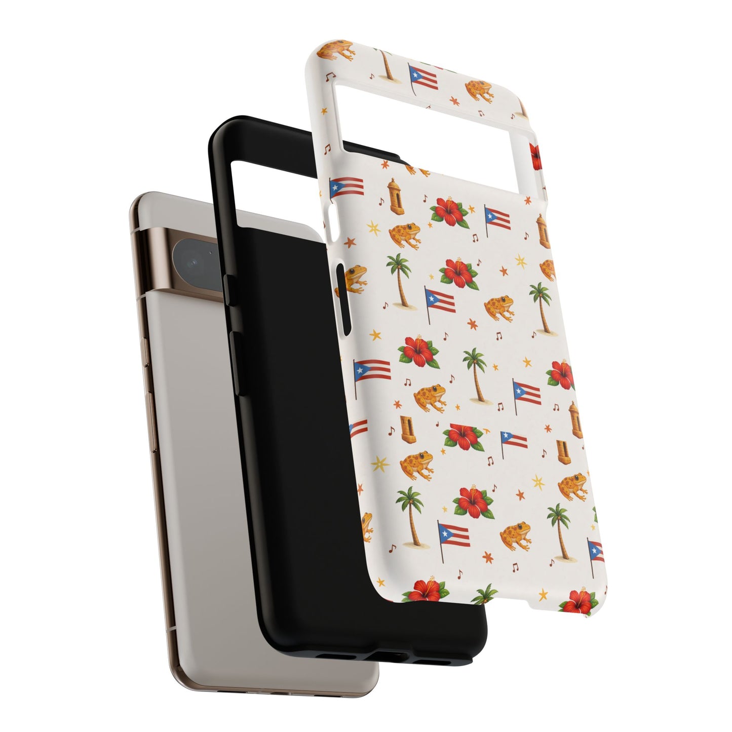 Puerto Rico Pattern Phone Case — Tropical Flag, Hibiscus & Coqui Tough Case