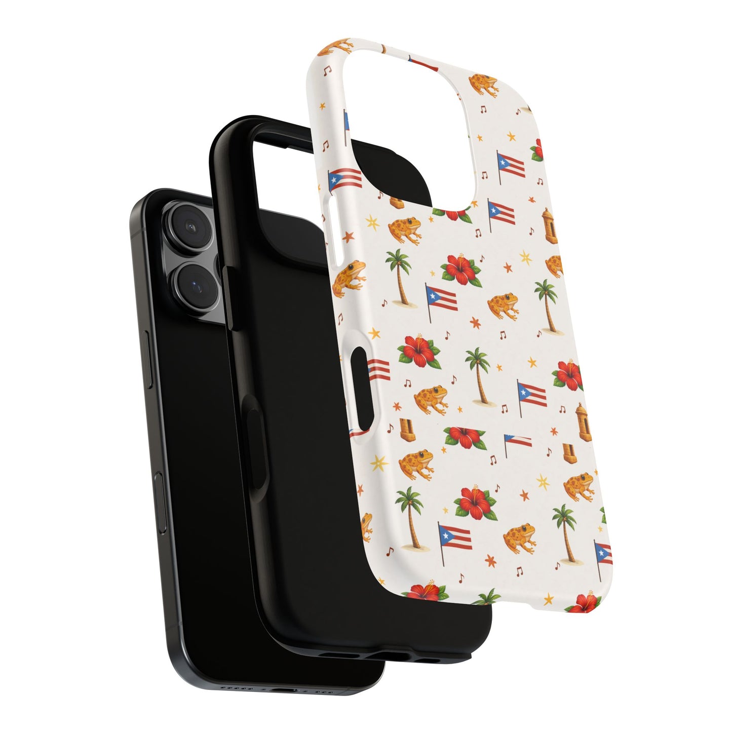 Puerto Rico Pattern Phone Case — Tropical Flag, Hibiscus & Coqui Tough Case