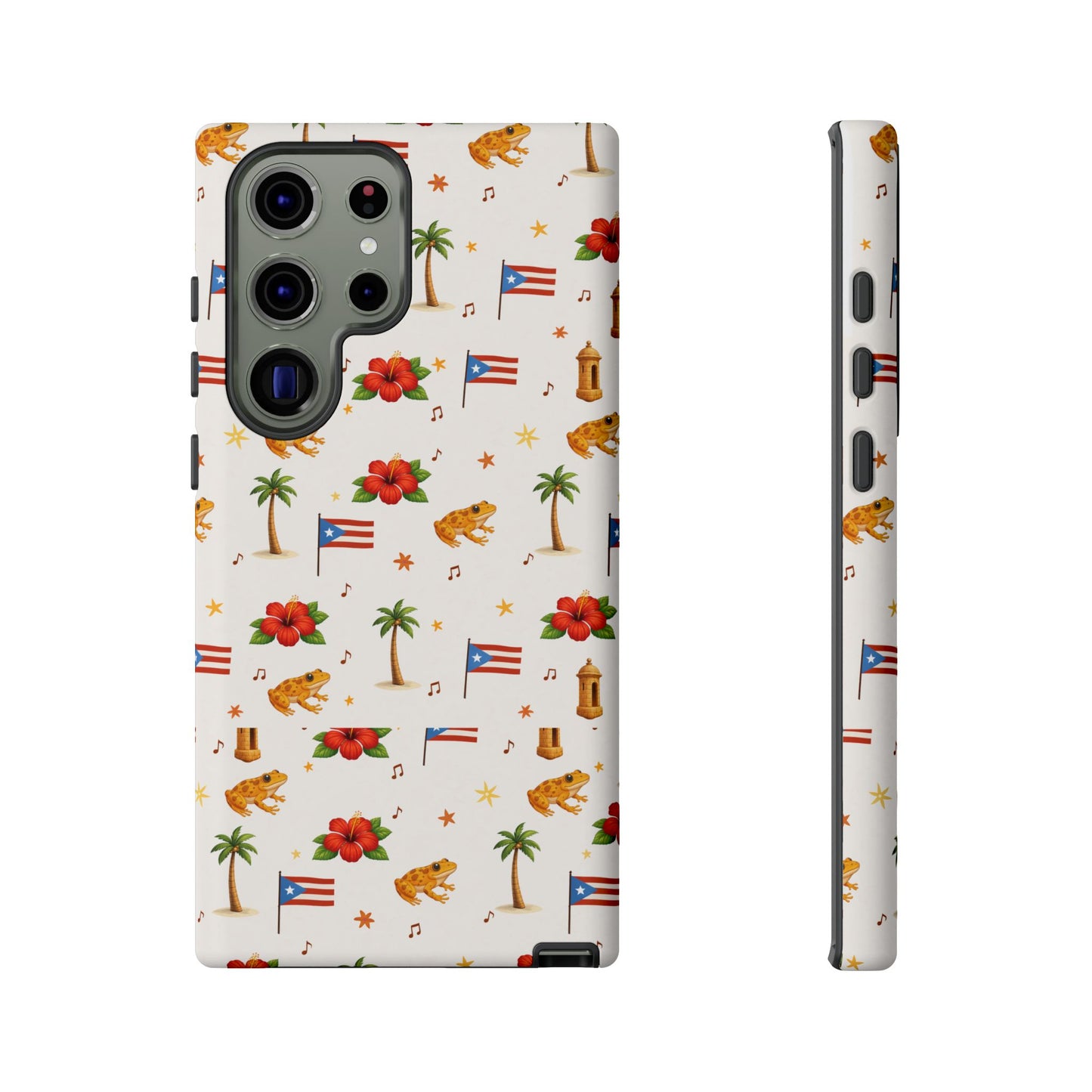 Puerto Rico Pattern Phone Case — Tropical Flag, Hibiscus & Coqui Tough Case
