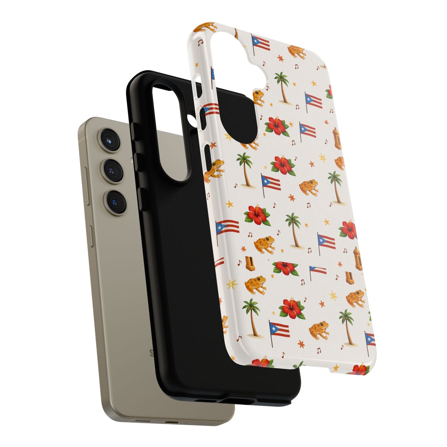 Puerto Rico Pattern Phone Case — Tropical Flag, Hibiscus & Coqui Tough Case