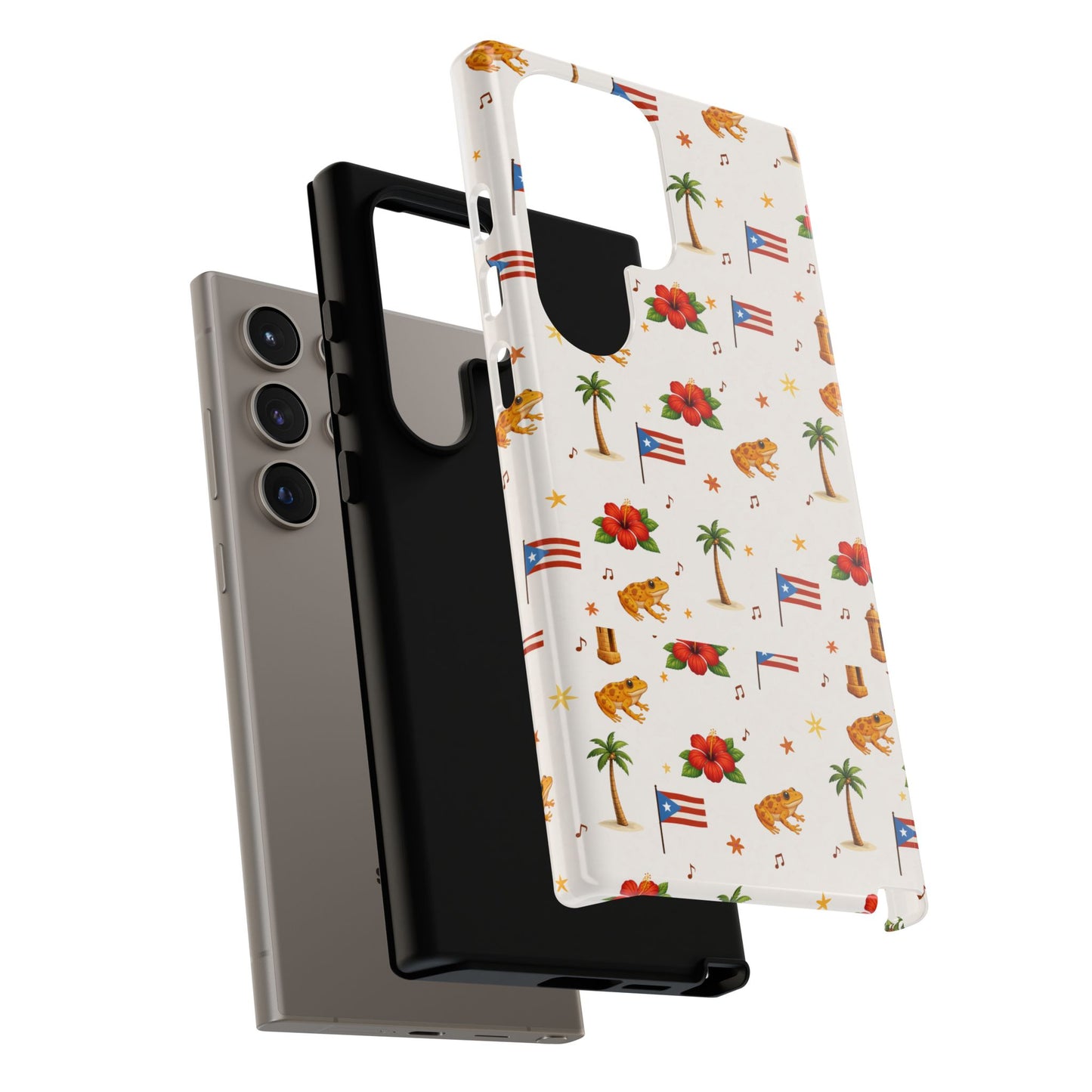 Puerto Rico Pattern Phone Case — Tropical Flag, Hibiscus & Coqui Tough Case