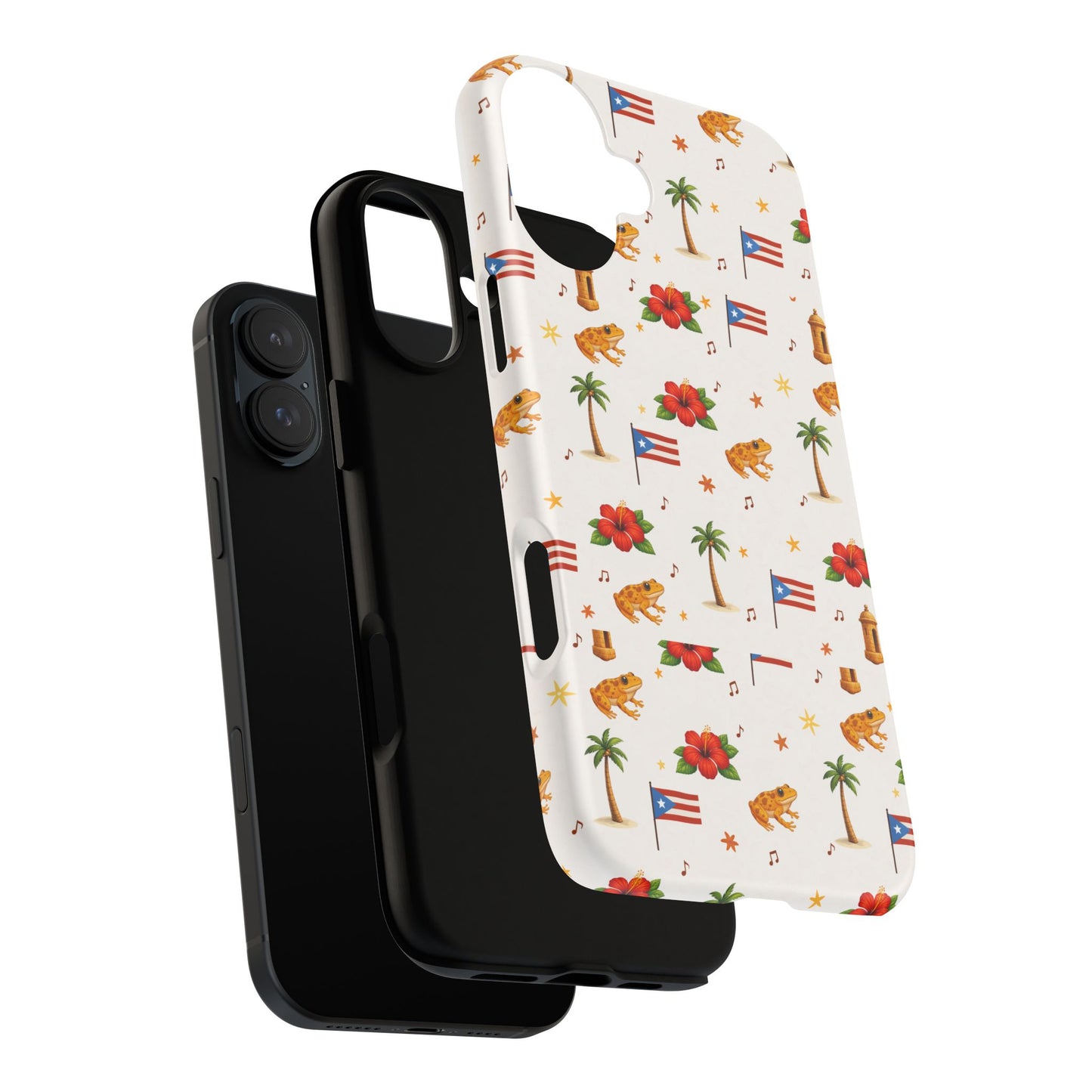 Puerto Rico Pattern Phone Case — Tropical Flag, Hibiscus & Coqui Tough Case