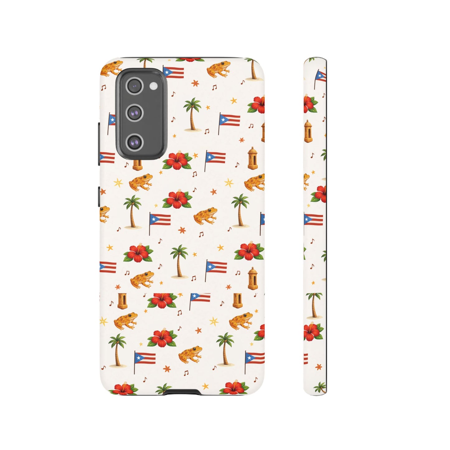 Puerto Rico Pattern Phone Case — Tropical Flag, Hibiscus & Coqui Tough Case