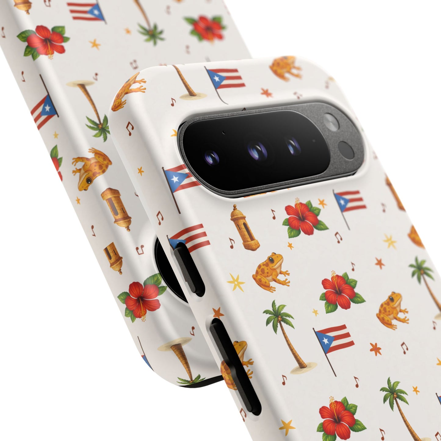Puerto Rico Pattern Phone Case — Tropical Flag, Hibiscus & Coqui Tough Case
