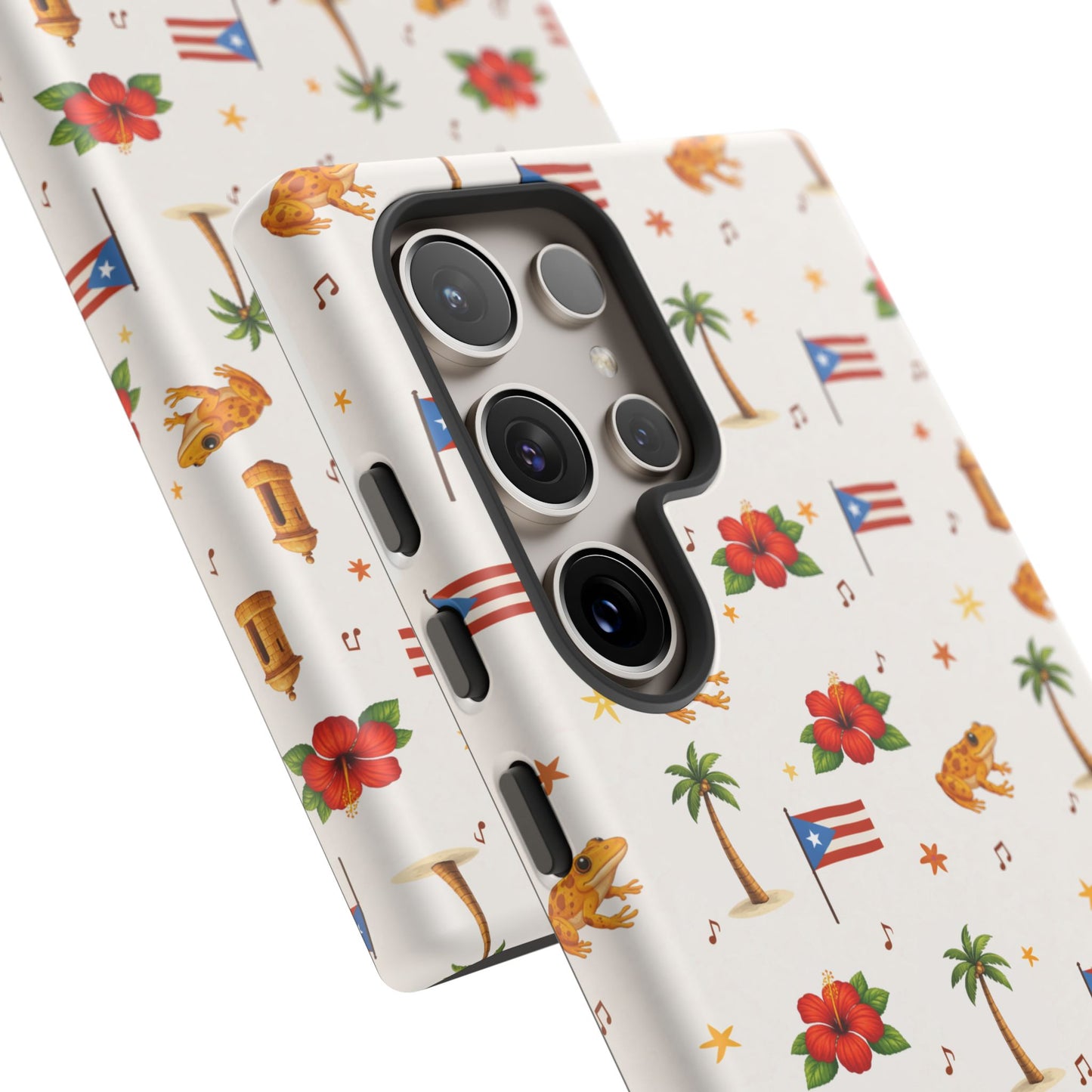 Puerto Rico Pattern Phone Case — Tropical Flag, Hibiscus & Coqui Tough Case