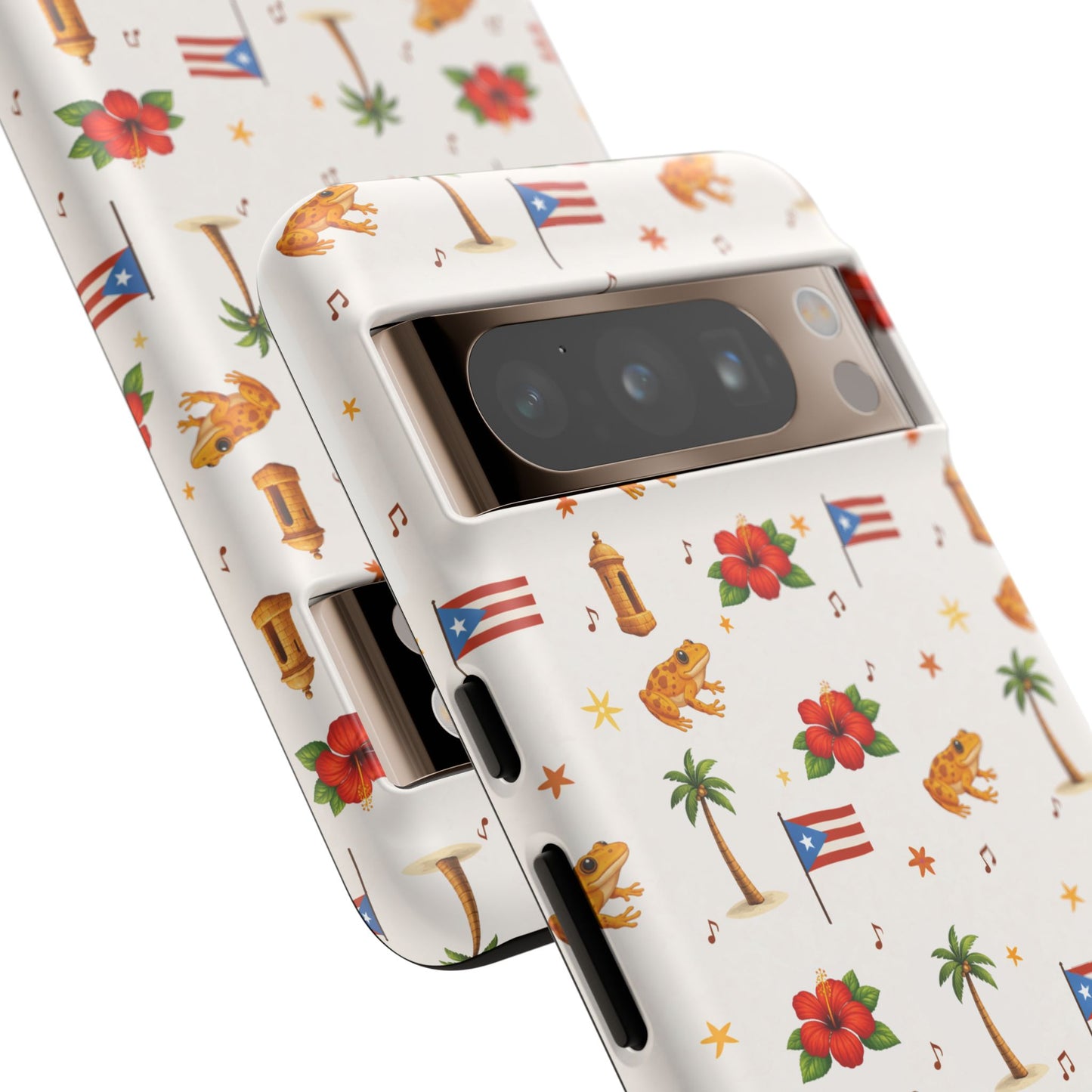 Puerto Rico Pattern Phone Case — Tropical Flag, Hibiscus & Coqui Tough Case