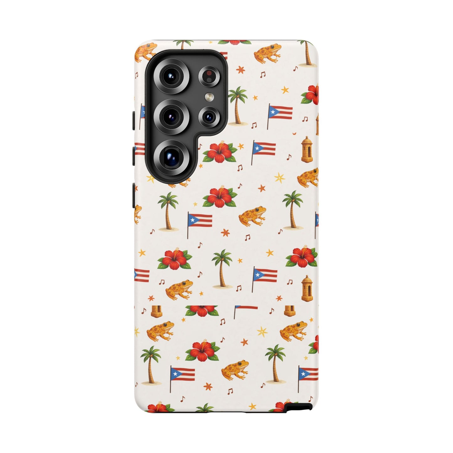 Puerto Rico Pattern Phone Case — Tropical Flag, Hibiscus & Coqui Tough Case