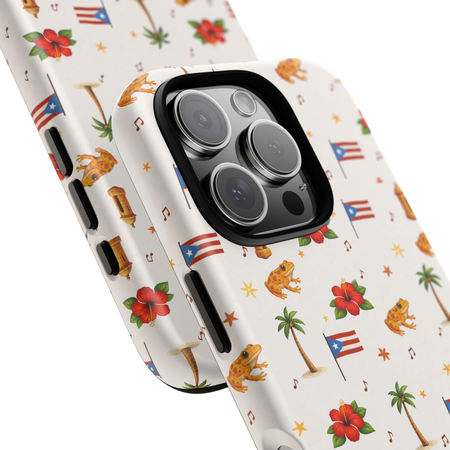 Puerto Rico Pattern Phone Case — Tropical Flag, Hibiscus & Coqui Tough Case