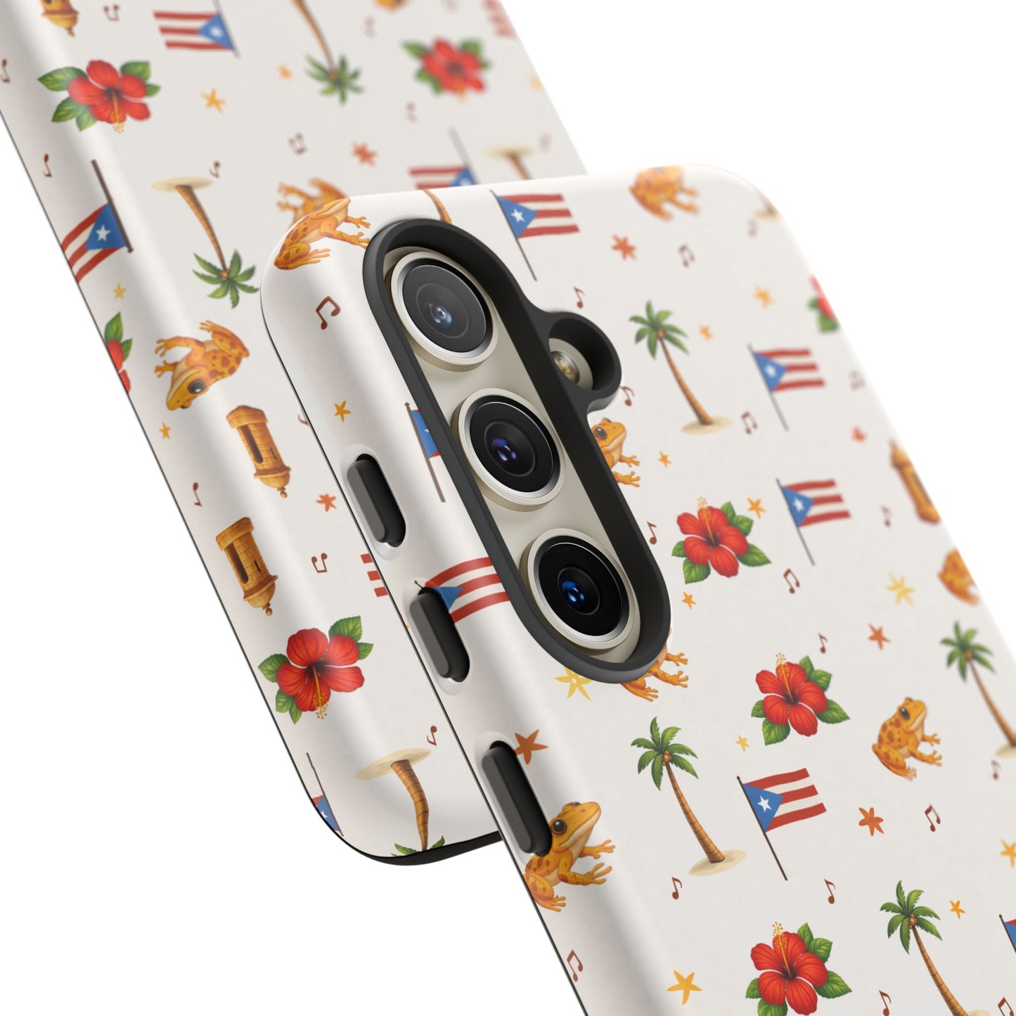 Puerto Rico Pattern Phone Case — Tropical Flag, Hibiscus & Coqui Tough Case
