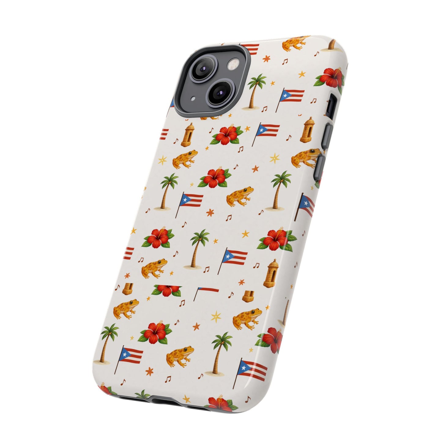 Puerto Rico Pattern Phone Case — Tropical Flag, Hibiscus & Coqui Tough Case