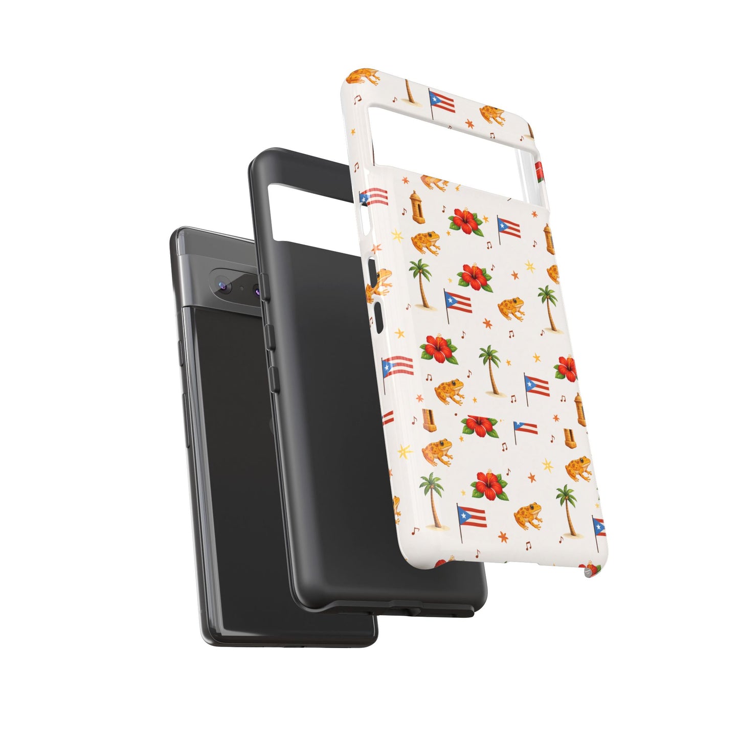 Puerto Rico Pattern Phone Case — Tropical Flag, Hibiscus & Coqui Tough Case