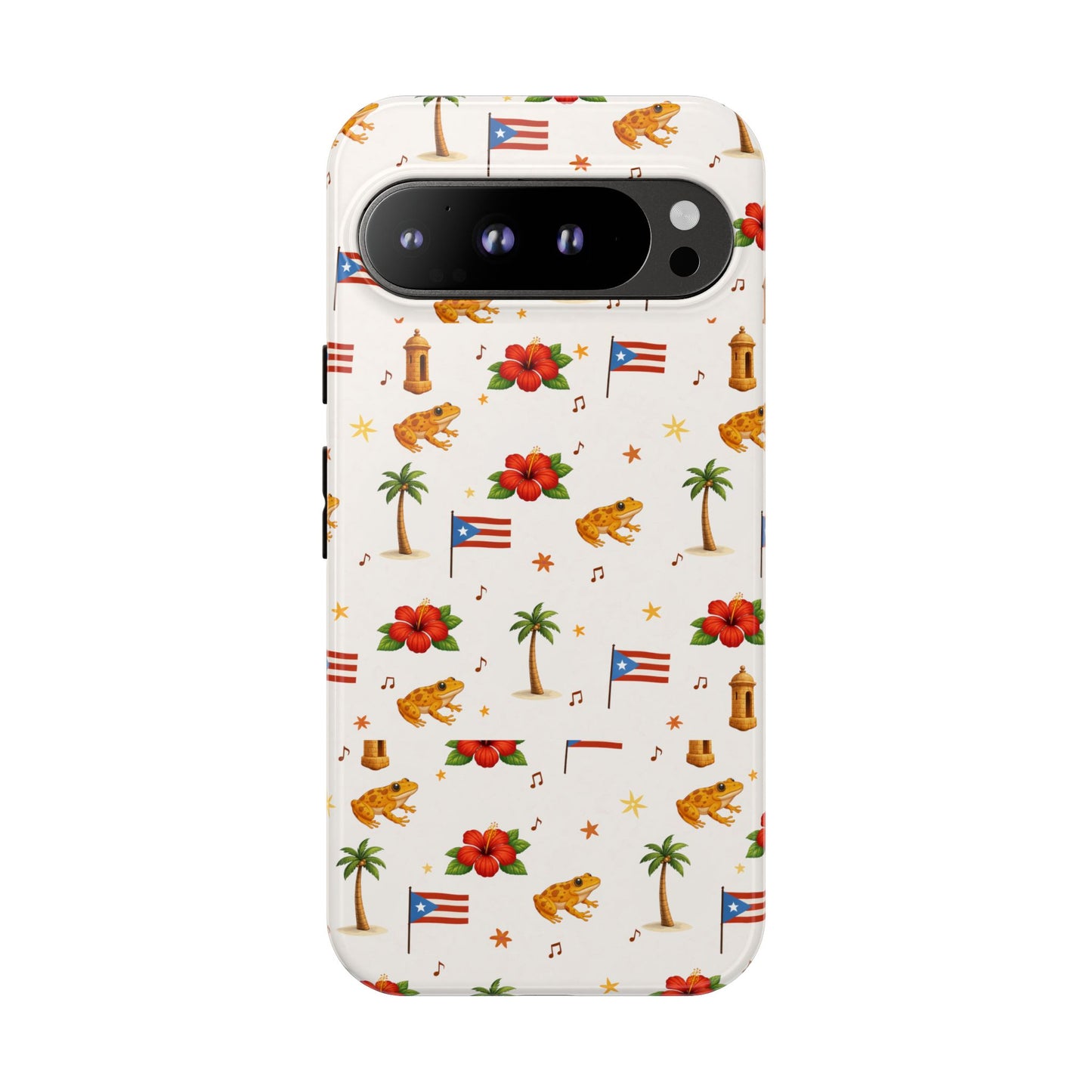 Puerto Rico Pattern Phone Case — Tropical Flag, Hibiscus & Coqui Tough Case