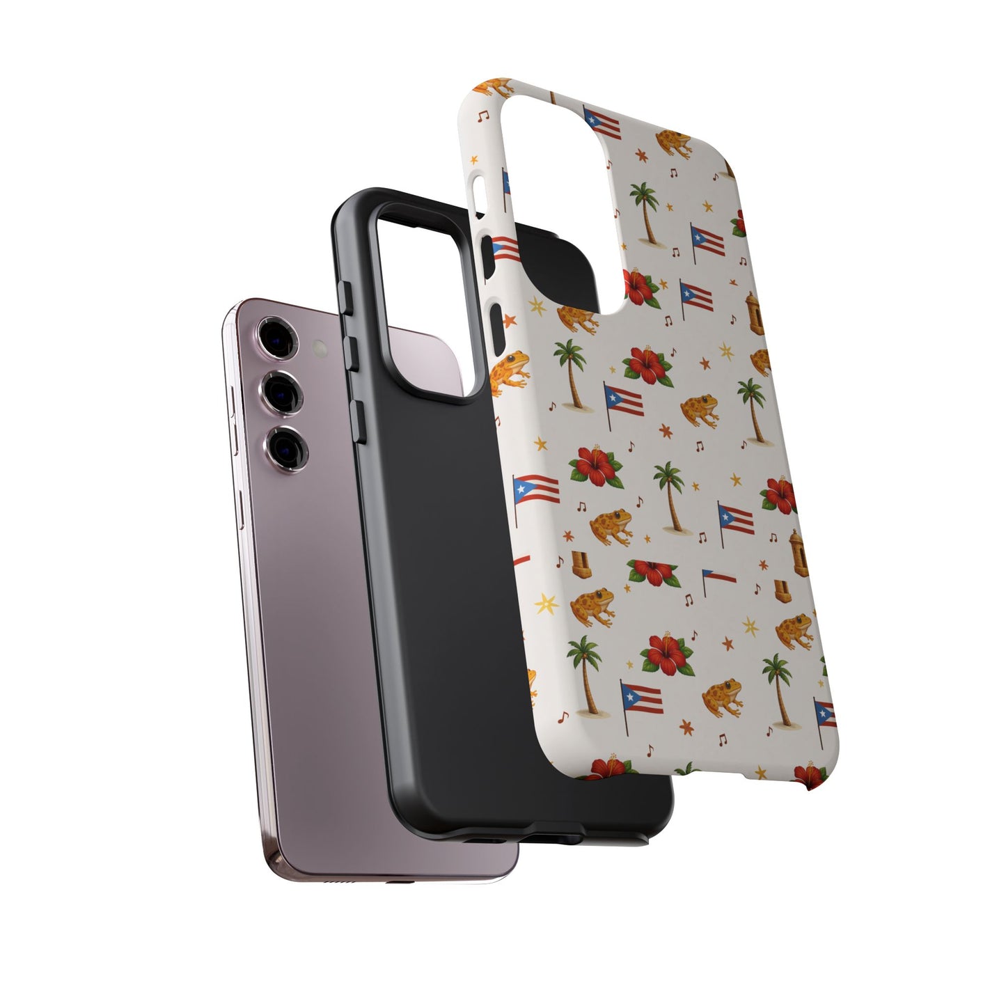 Puerto Rico Pattern Phone Case — Tropical Flag, Hibiscus & Coqui Tough Case