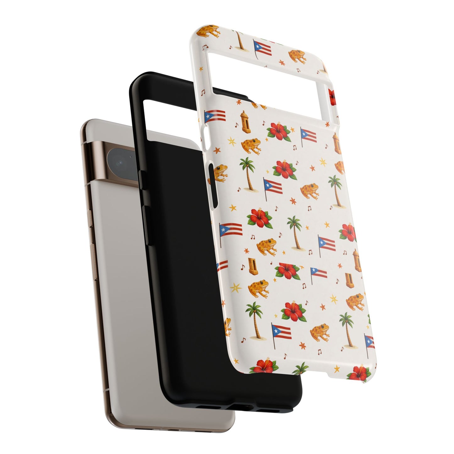 Puerto Rico Pattern Phone Case — Tropical Flag, Hibiscus & Coqui Tough Case