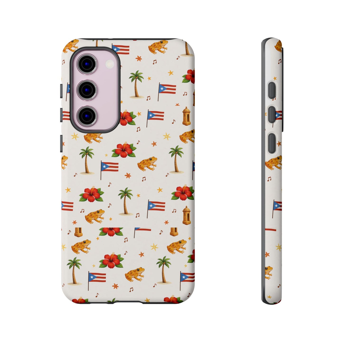 Puerto Rico Pattern Phone Case — Tropical Flag, Hibiscus & Coqui Tough Case