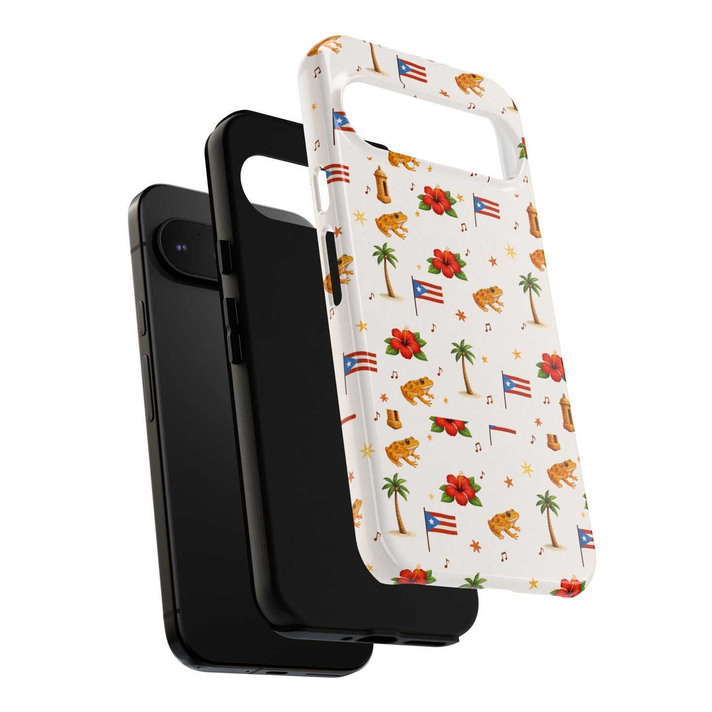 Puerto Rico Pattern Phone Case — Tropical Flag, Hibiscus & Coqui Tough Case