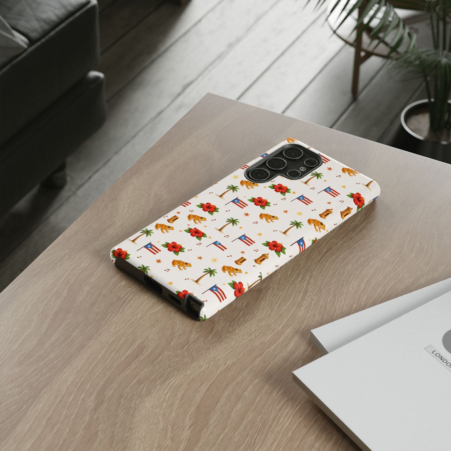 Puerto Rico Pattern Phone Case — Tropical Flag, Hibiscus & Coqui Tough Case