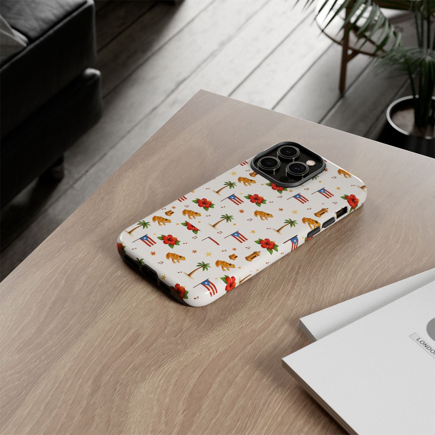 Puerto Rico Pattern Phone Case — Tropical Flag, Hibiscus & Coqui Tough Case