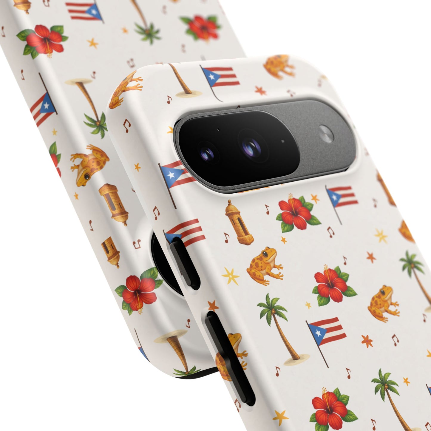 Puerto Rico Pattern Phone Case — Tropical Flag, Hibiscus & Coqui Tough Case