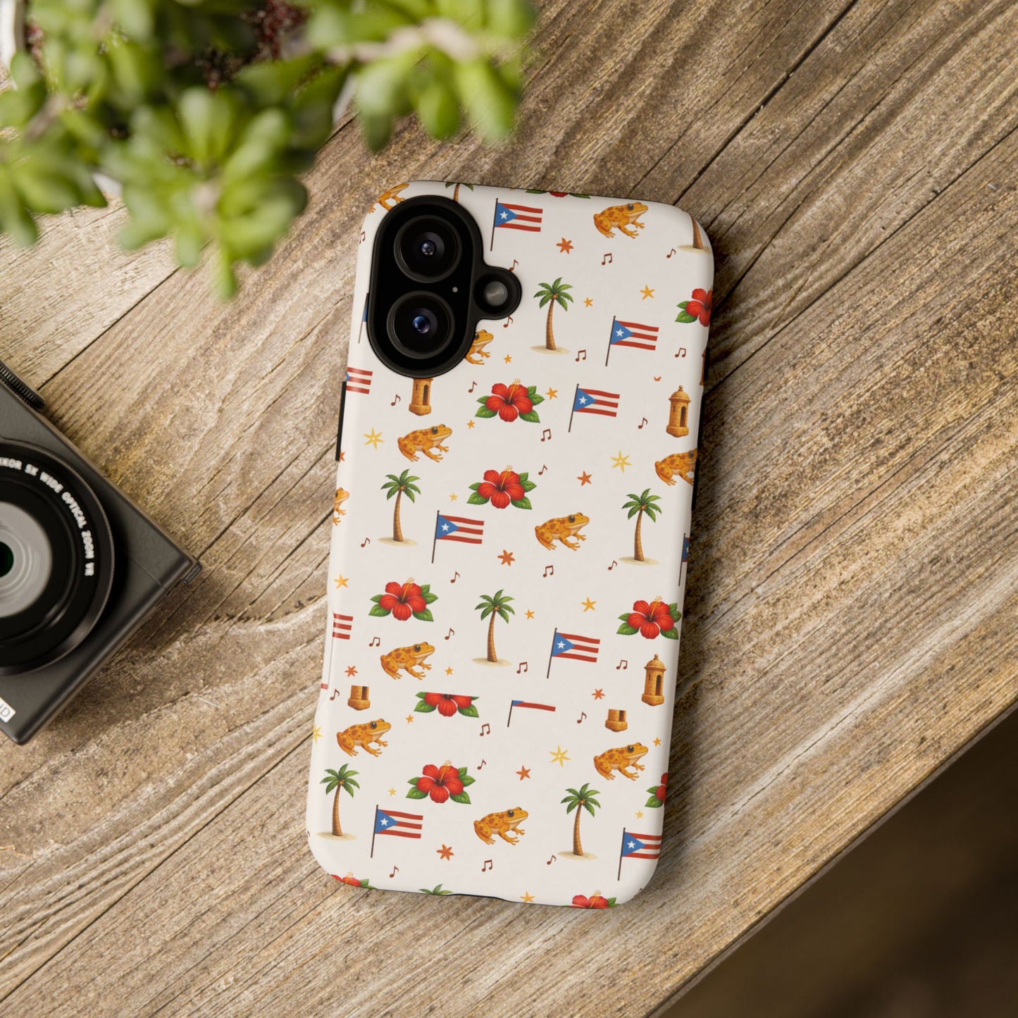 Puerto Rico Pattern Phone Case — Tropical Flag, Hibiscus & Coqui Tough Case