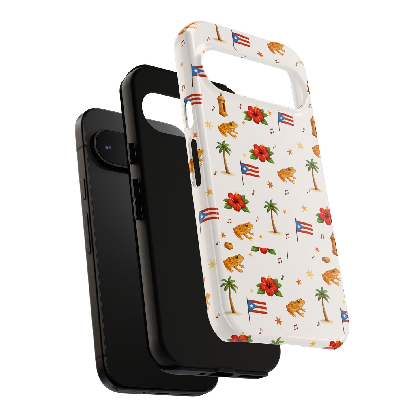 Puerto Rico Pattern Phone Case — Tropical Flag, Hibiscus & Coqui Tough Case