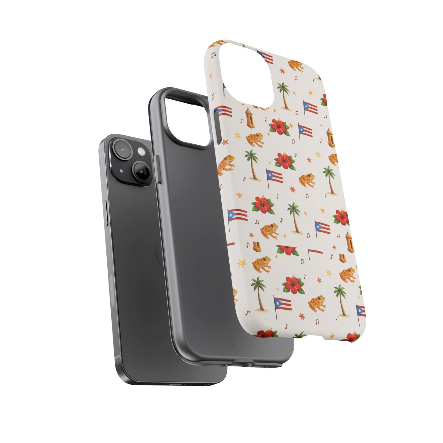 Puerto Rico Pattern Phone Case — Tropical Flag, Hibiscus & Coqui Tough Case