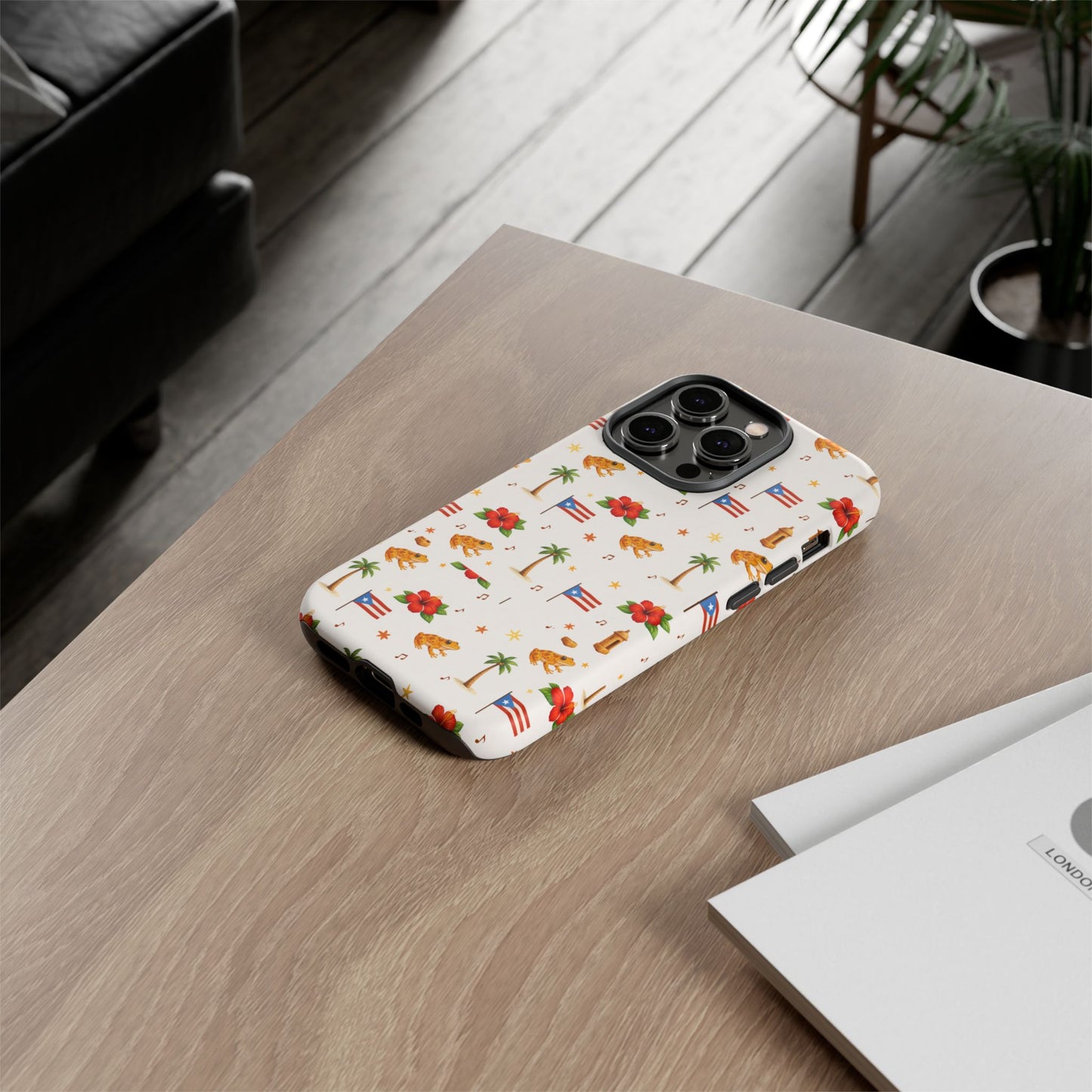 Puerto Rico Pattern Phone Case — Tropical Flag, Hibiscus & Coqui Tough Case
