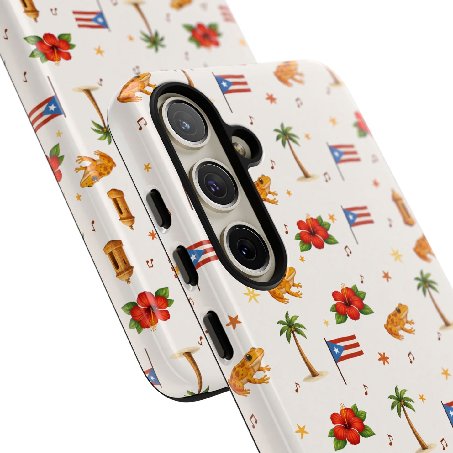 Puerto Rico Pattern Phone Case — Tropical Flag, Hibiscus & Coqui Tough Case