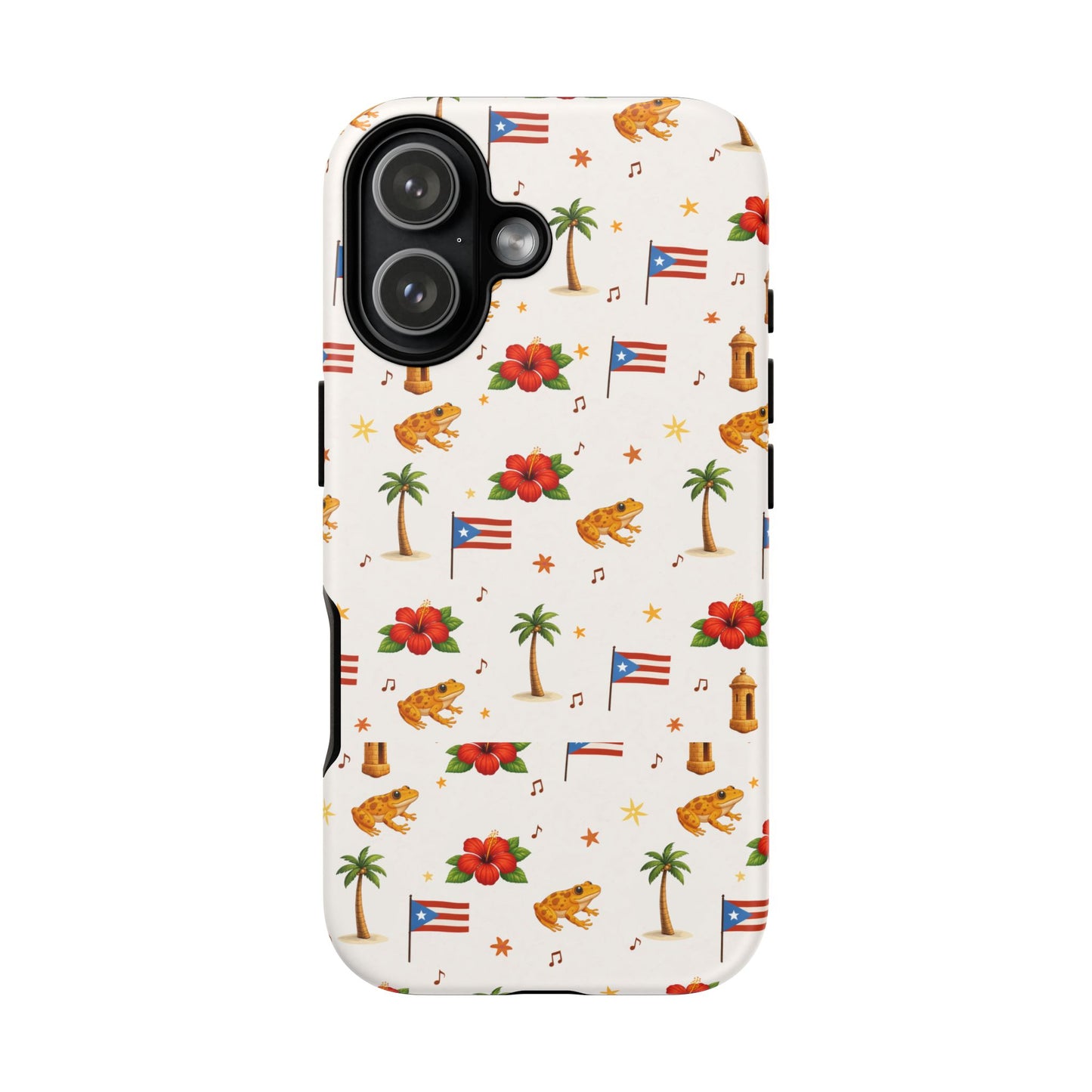 Puerto Rico Pattern Phone Case — Tropical Flag, Hibiscus & Coqui Tough Case