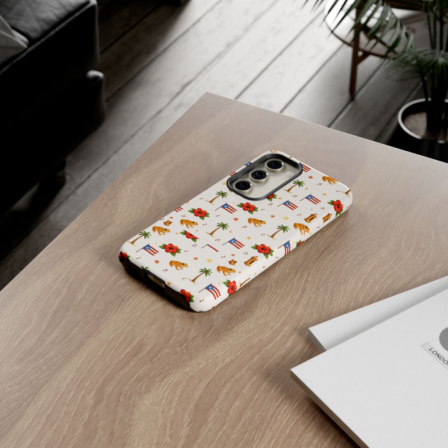 Puerto Rico Pattern Phone Case — Tropical Flag, Hibiscus & Coqui Tough Case