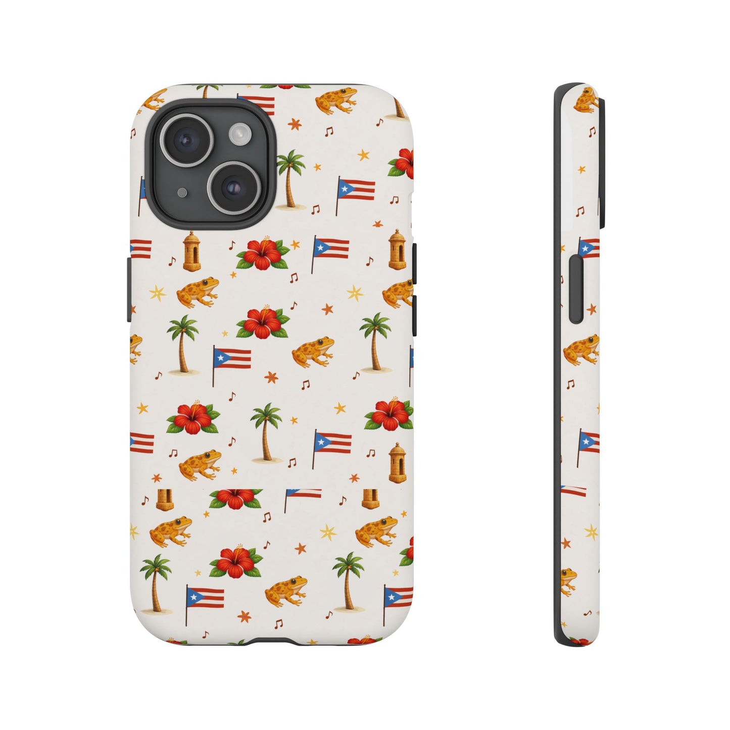 Puerto Rico Pattern Phone Case — Tropical Flag, Hibiscus & Coqui Tough Case