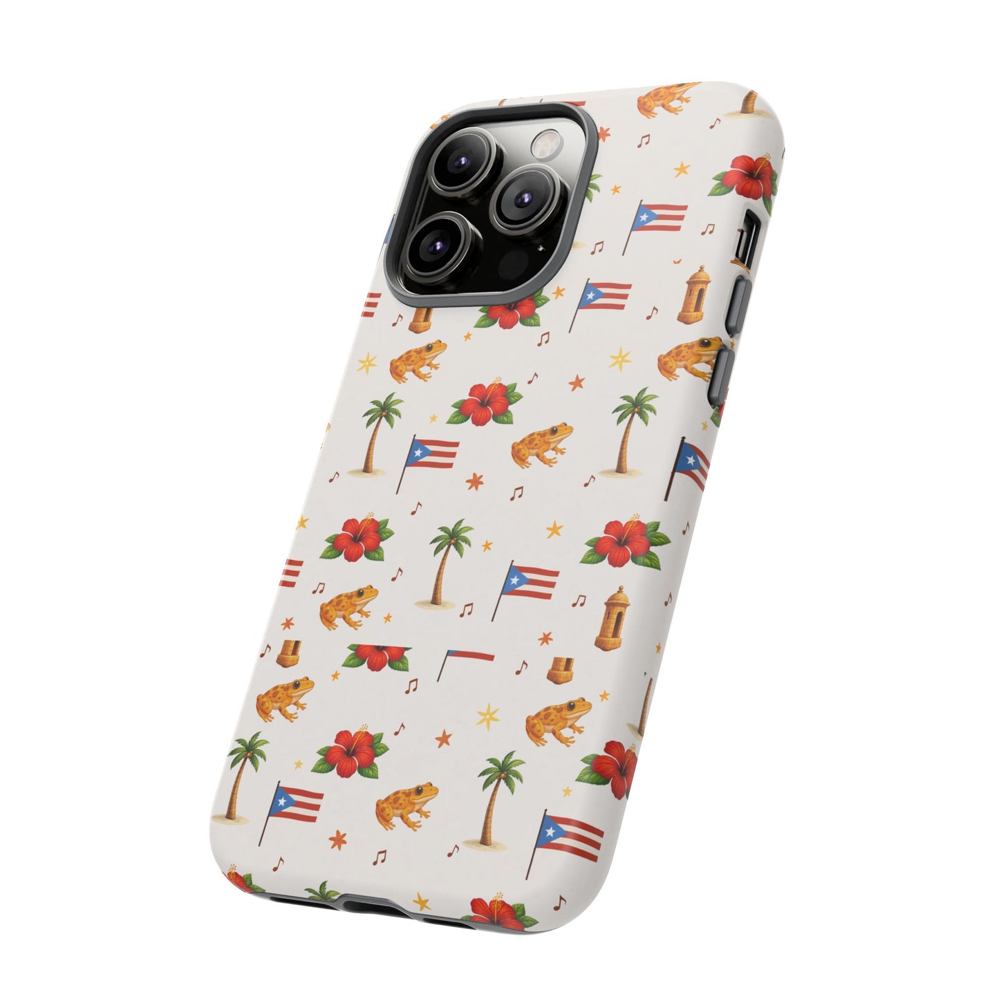 Puerto Rico Pattern Phone Case — Tropical Flag, Hibiscus & Coqui Tough Case