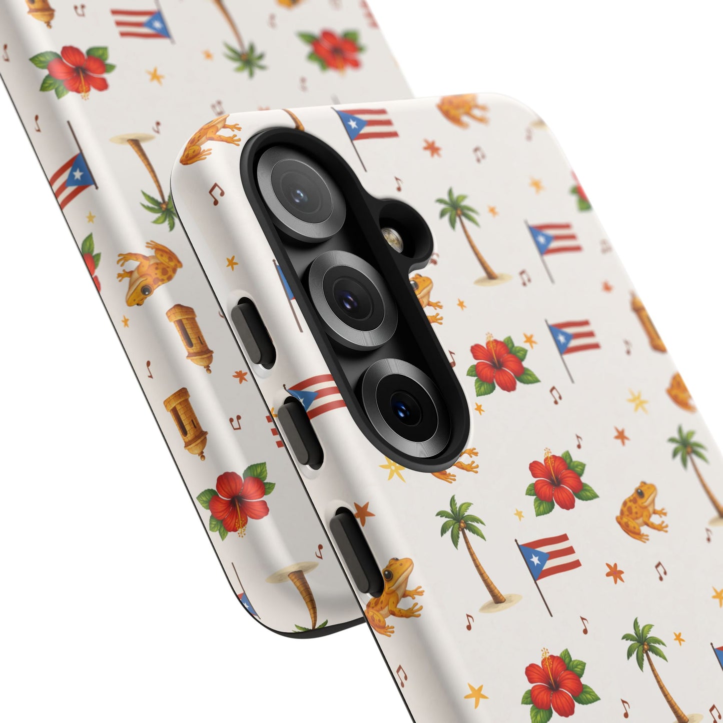 Puerto Rico Pattern Phone Case — Tropical Flag, Hibiscus & Coqui Tough Case