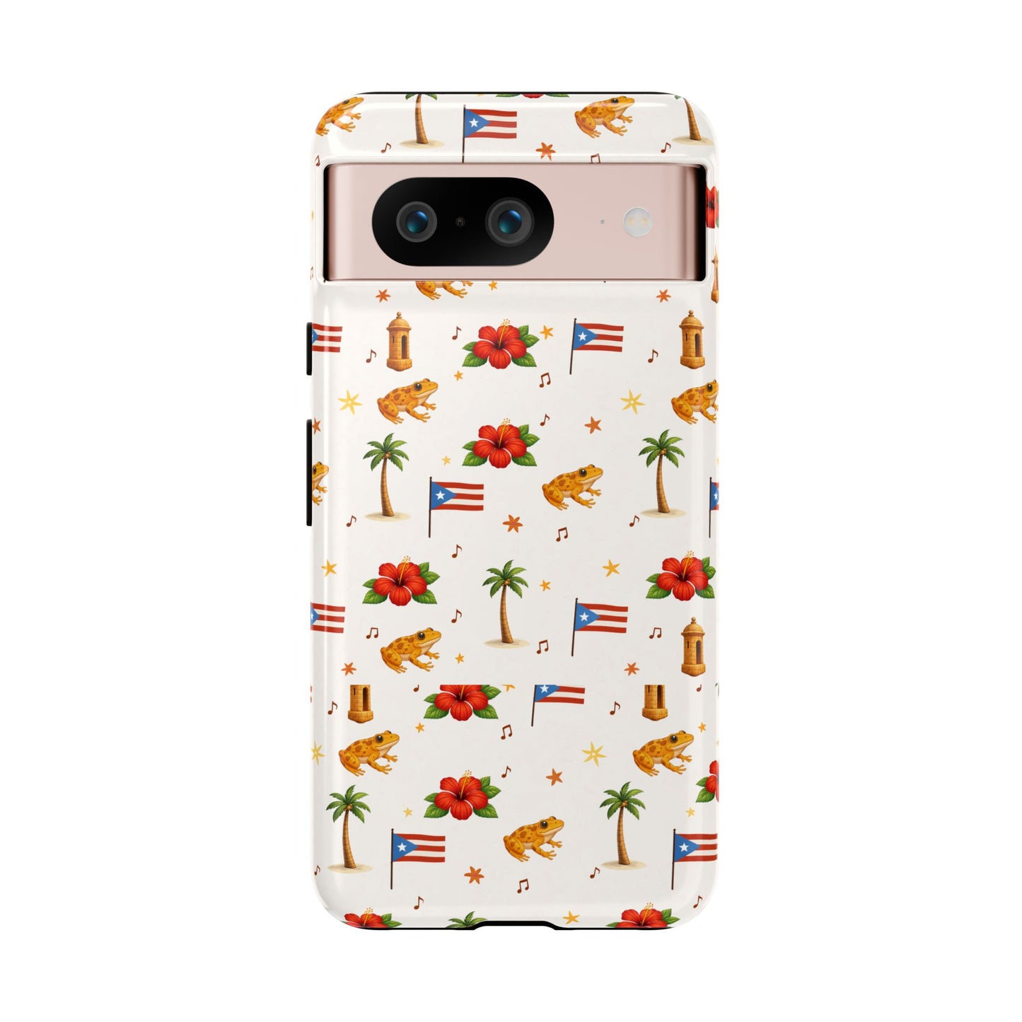 Puerto Rico Pattern Phone Case — Tropical Flag, Hibiscus & Coqui Tough Case