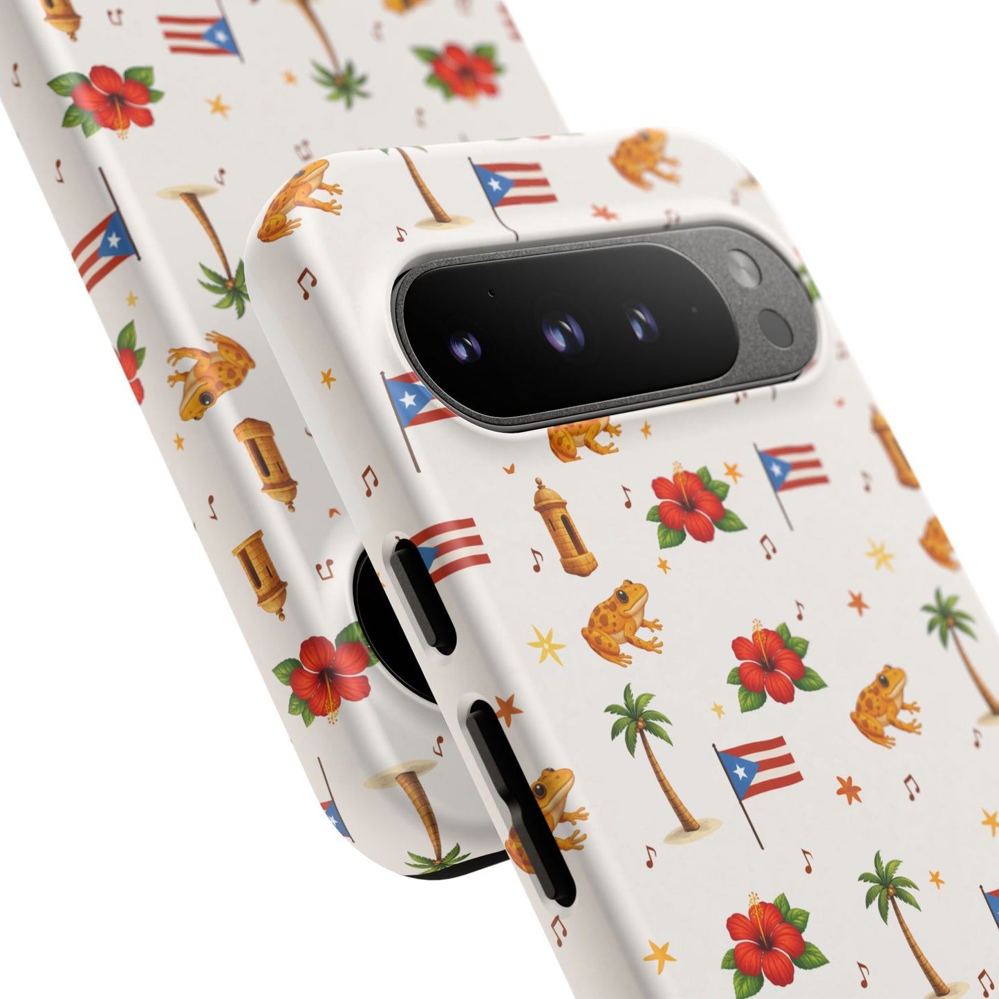 Puerto Rico Pattern Phone Case — Tropical Flag, Hibiscus & Coqui Tough Case
