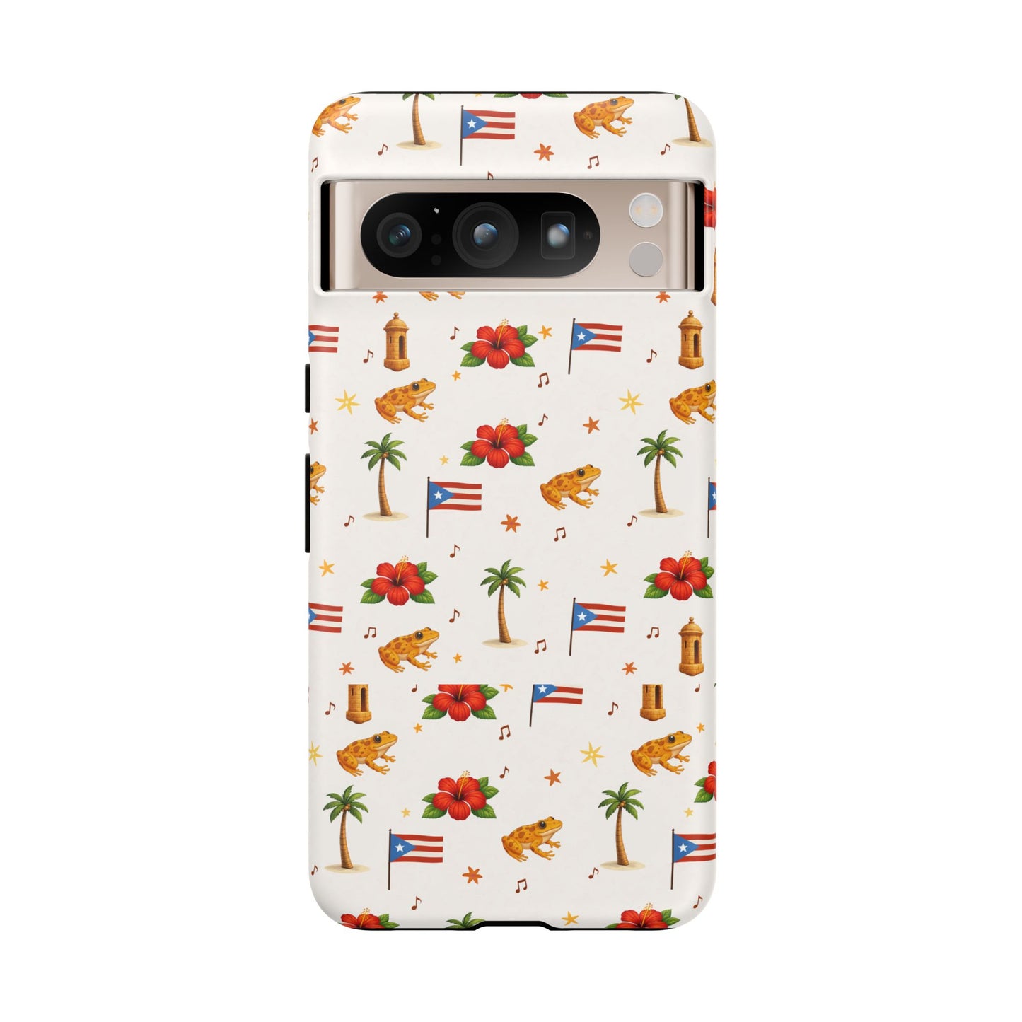 Puerto Rico Pattern Phone Case — Tropical Flag, Hibiscus & Coqui Tough Case